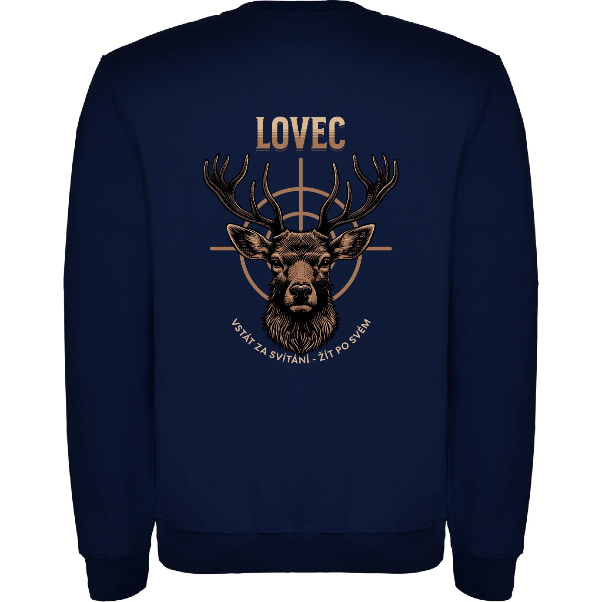 LOVEC (výběr z 6 motivů) unisex mikina bez kapuce potisk jen na záda unisex mikina clasica Námořnická modrá