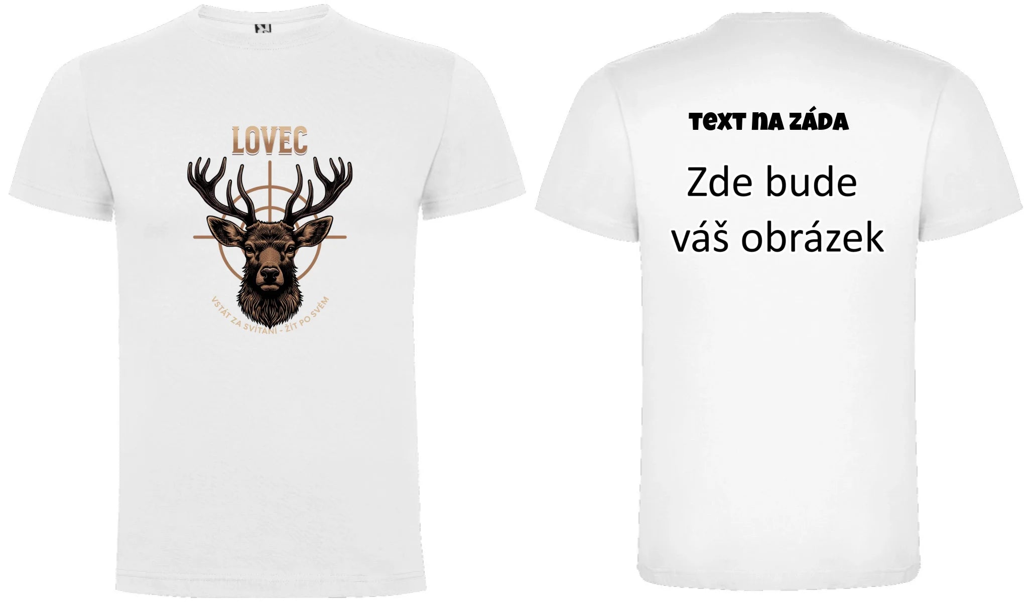 LOVEC (výběr z 6 motivů) pánské tričko oboustranný potisk pánské DOGO Bílá