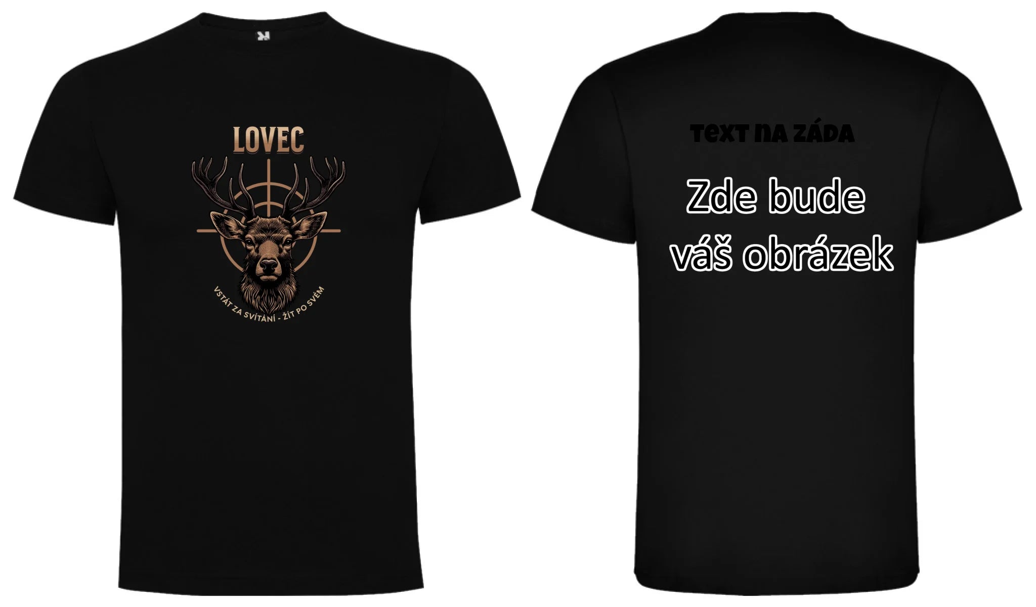 LOVEC (výběr z 6 motivů) pánské tričko oboustranný potisk pánské DOGO Černá