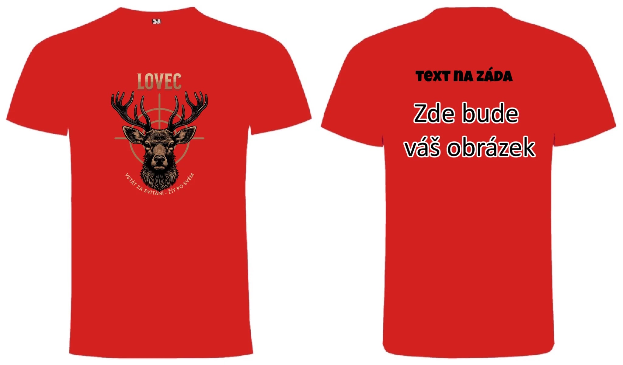 LOVEC (výběr z 6 motivů) pánské tričko oboustranný potisk pánské DOGO Červená