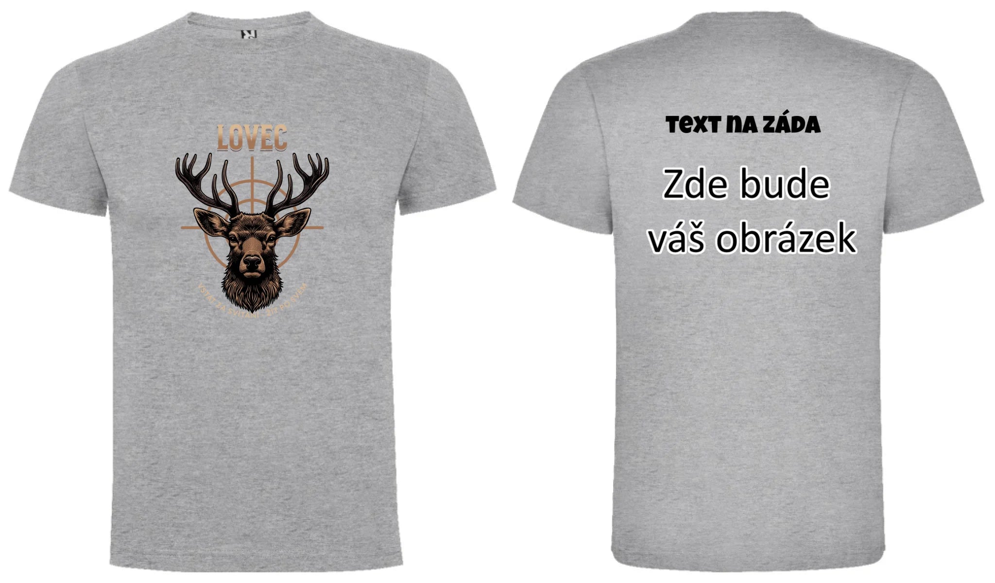 LOVEC (výběr z 6 motivů) pánské tričko oboustranný potisk pánské DOGO Melír