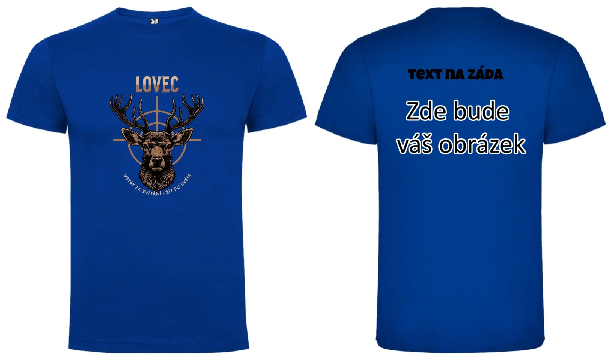 LOVEC (výběr z 6 motivů) pánské tričko oboustranný potisk pánské DOGO Modrá