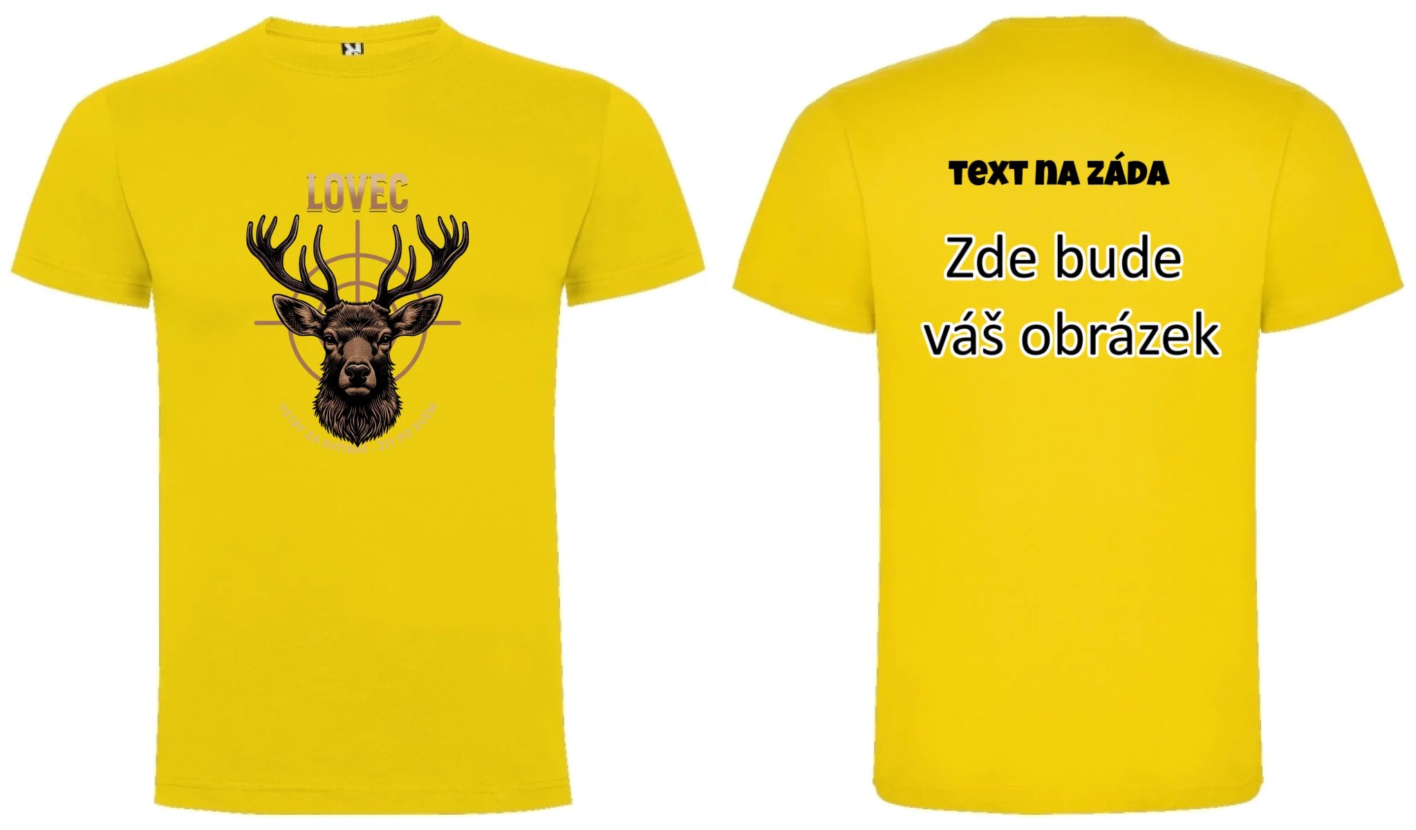 LOVEC (výběr z 6 motivů) pánské tričko oboustranný potisk pánské DOGO Žlutá