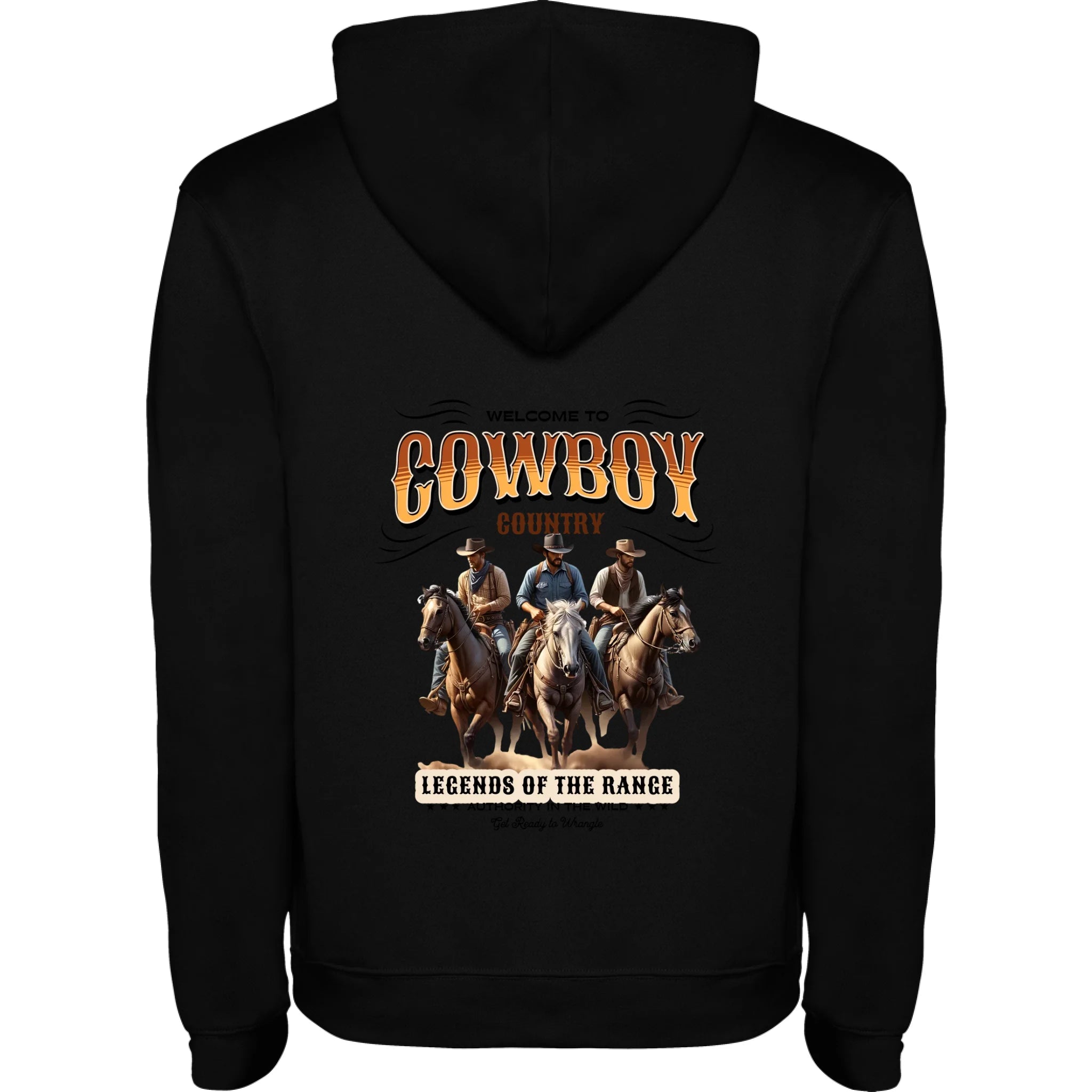 PÁNSKÁ MIKINA S KAPUCÍ s motivem COWBOY (2+ motivy) potisk jen na záda pánská mikina urban Černá