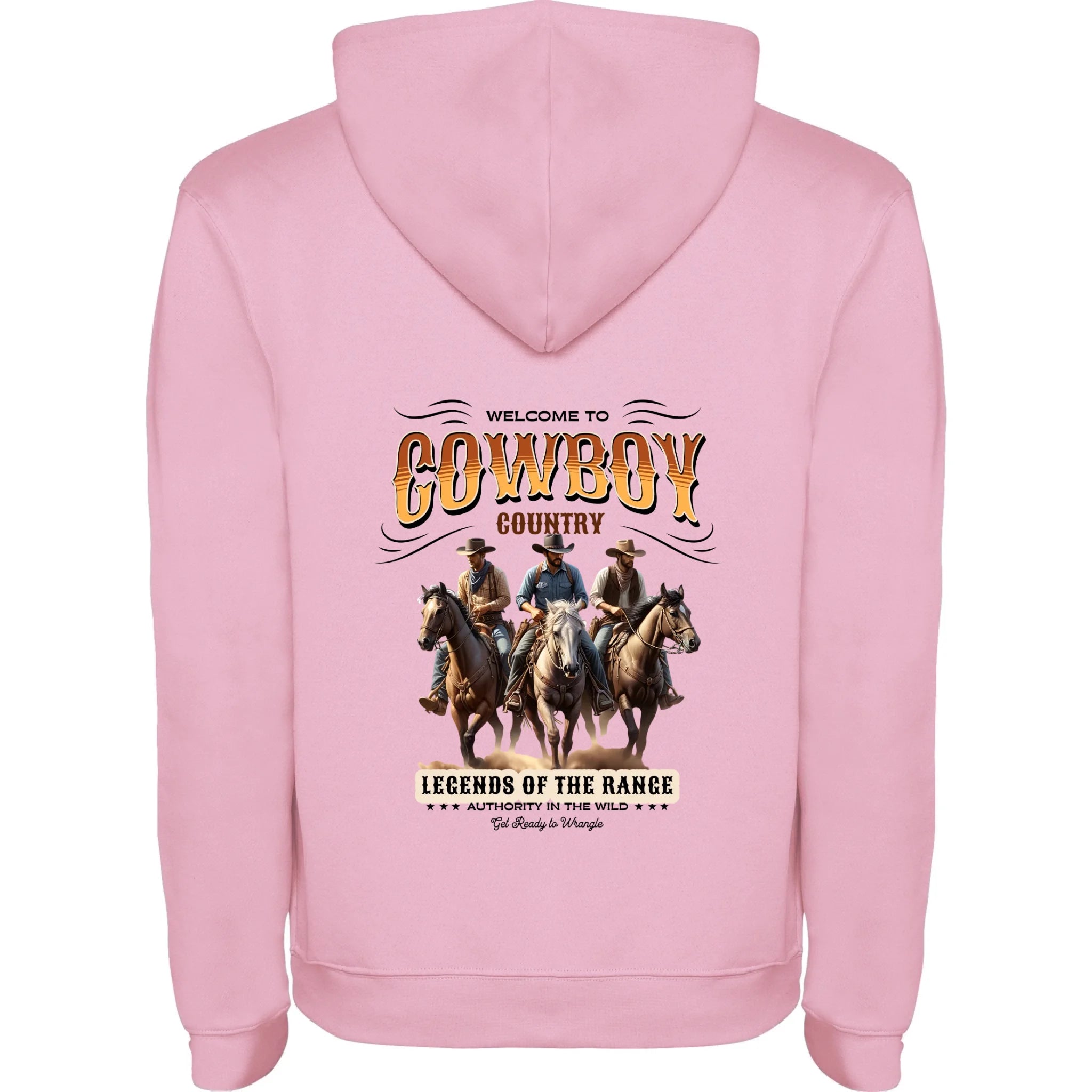 COWBOY 2 MOTIVY pánská mikina s kapucí potisk jen na záda pánská mikina urban Růžová