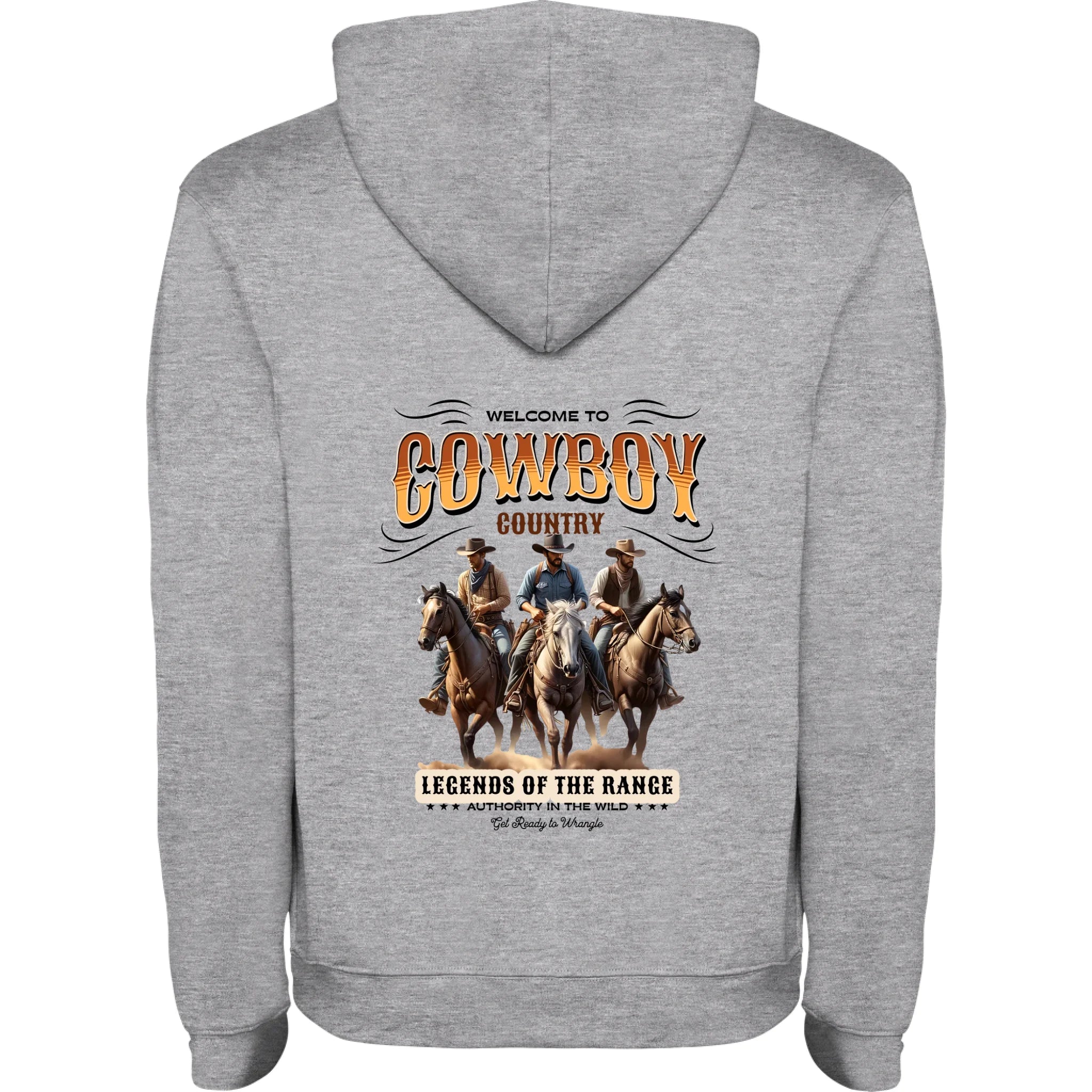 COWBOY 2 MOTIVY pánská mikina s kapucí potisk jen na záda pánská mikina urban Melír černá