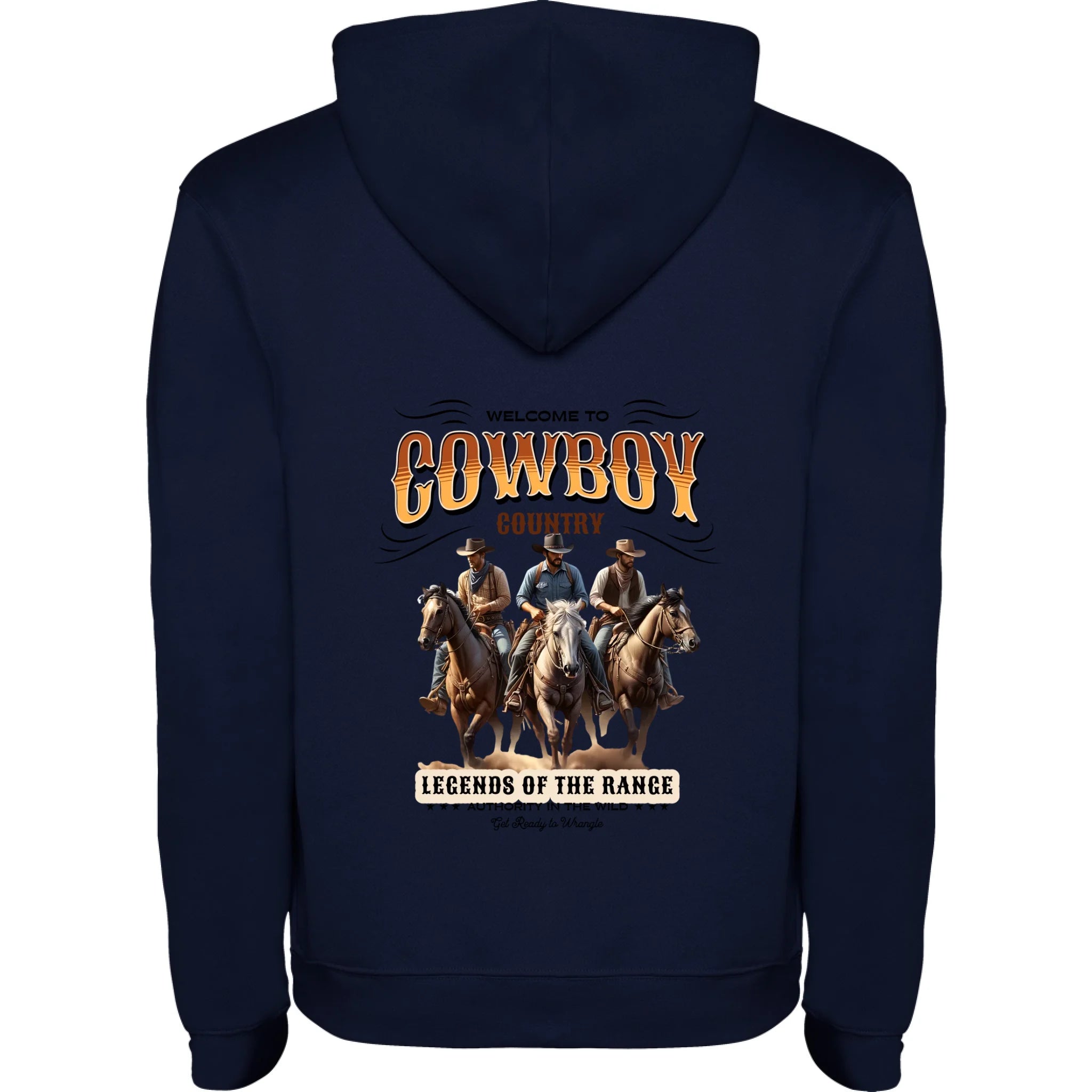 COWBOY 2 MOTIVY pánská mikina s kapucí potisk jen na záda pánská mikina urban Námořnická modrá melír