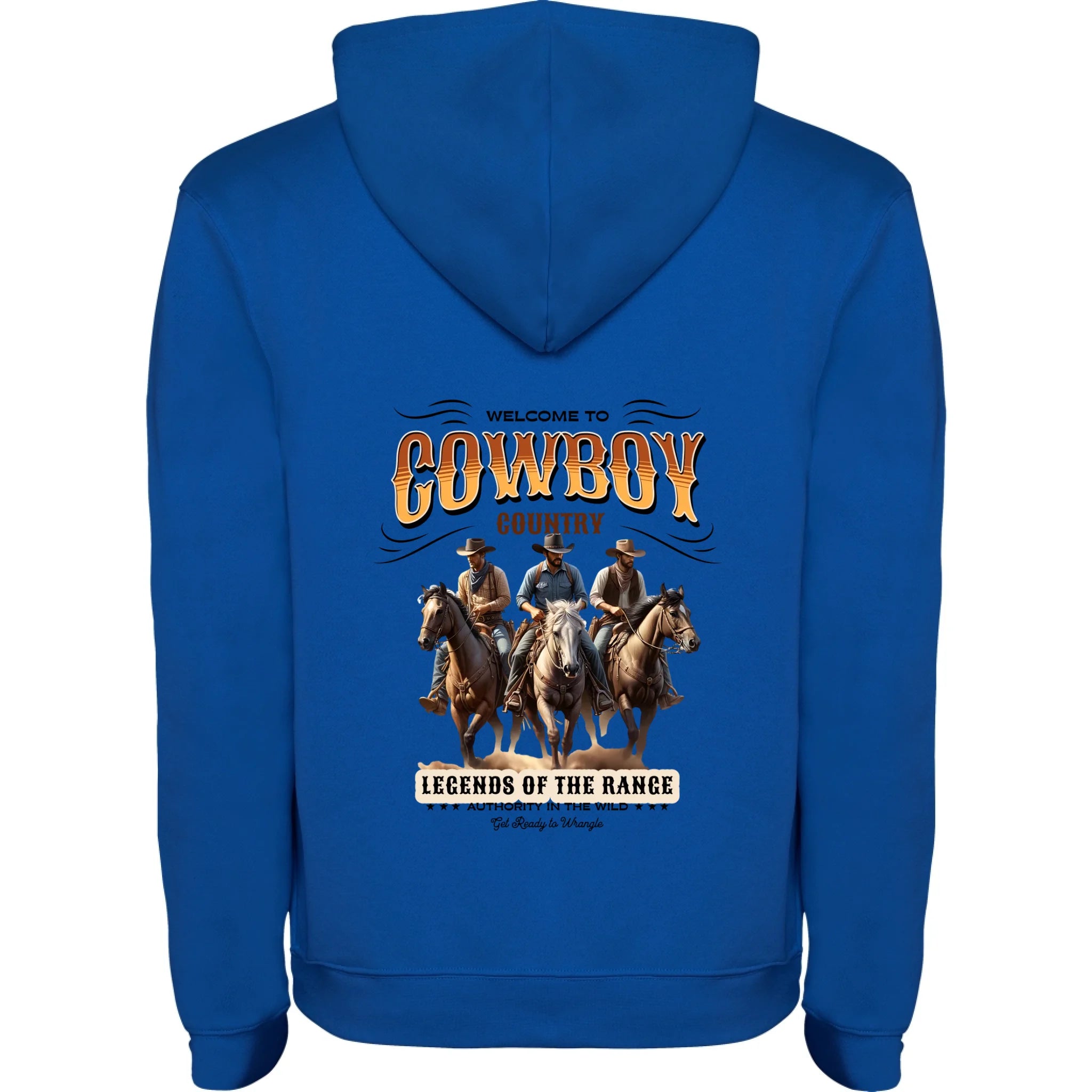 COWBOY 2 MOTIVY pánská mikina s kapucí potisk jen na záda pánská mikina urban Modrá bílá