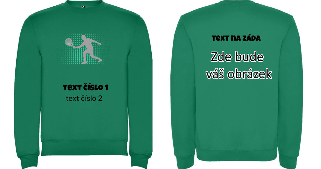 PADEL VÝBĚR OBRÁZKU (10+motivů) a MOŽNOST DOPLNIT VLASTNÍ TEXTY pánská mikina bez kapuce