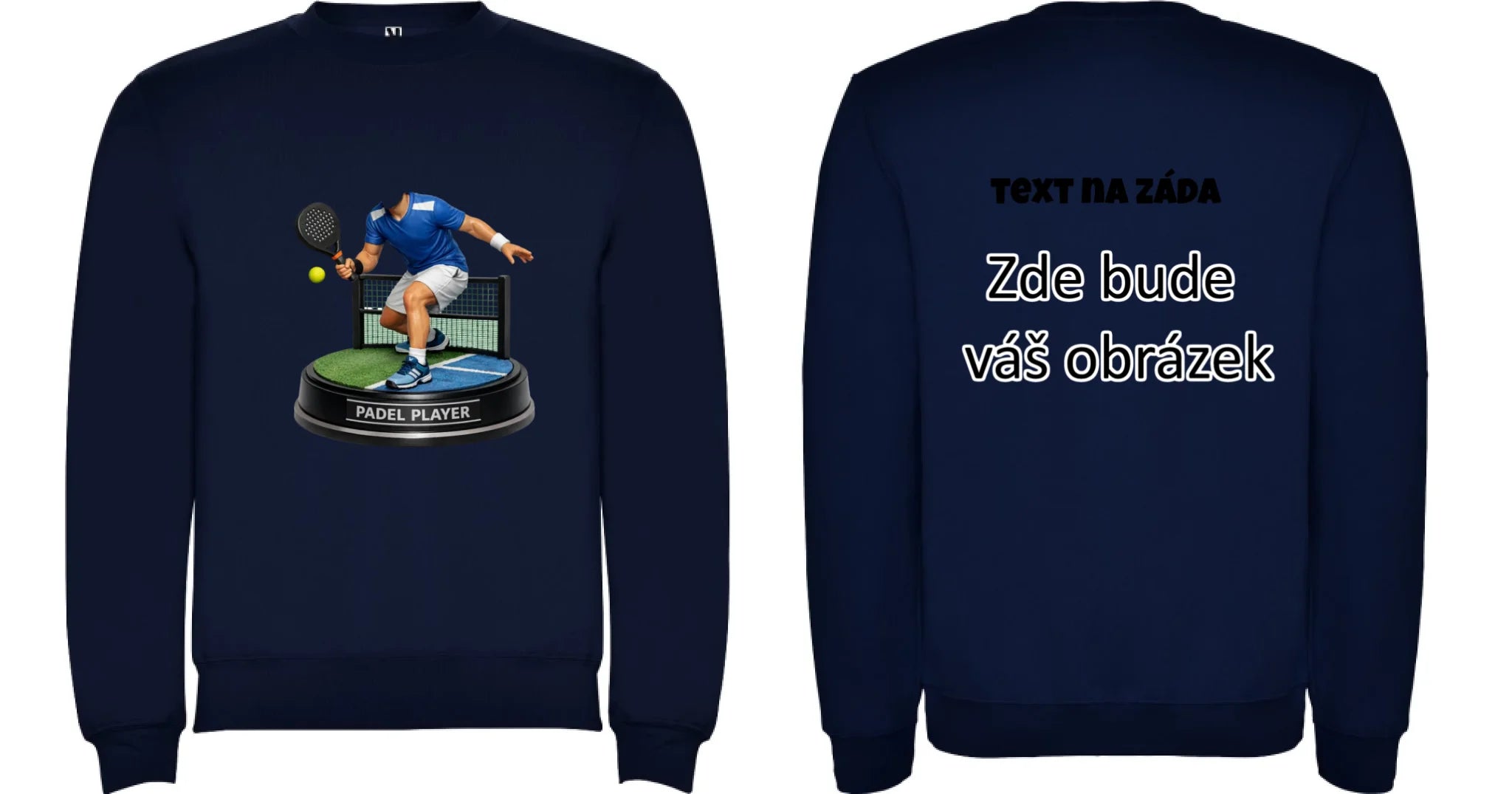 padel HLAVA pánská mikina bez kapuce oboustranný potisk unisex mikina clasica Námořnická modrá