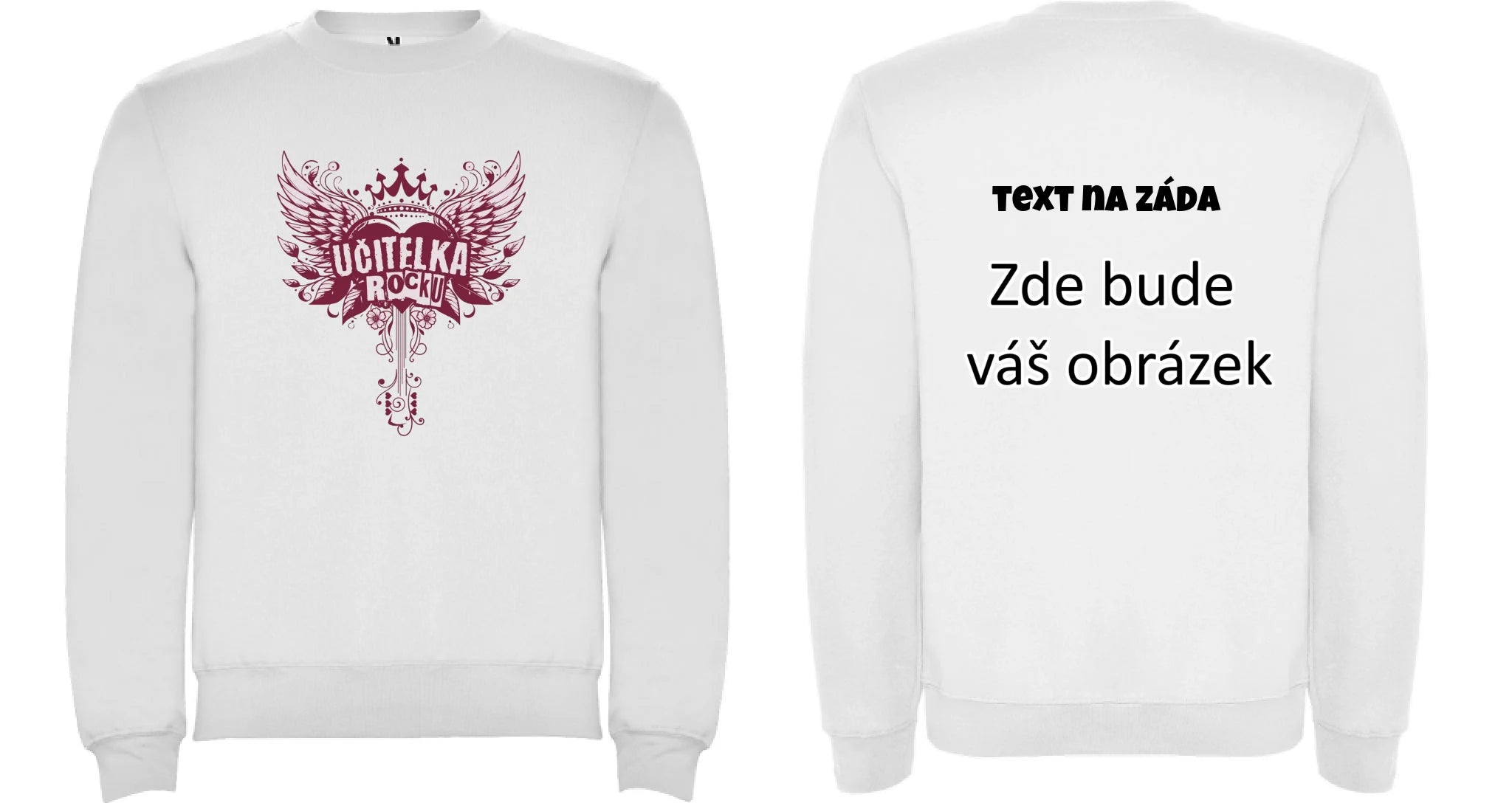 UČITELKA (17+ motivů) MOŽNOST OBOUSTRANNĚHO POTISKU unisex mikina bez kapuce oboustranný potisk unisex mikina clasica Bílá