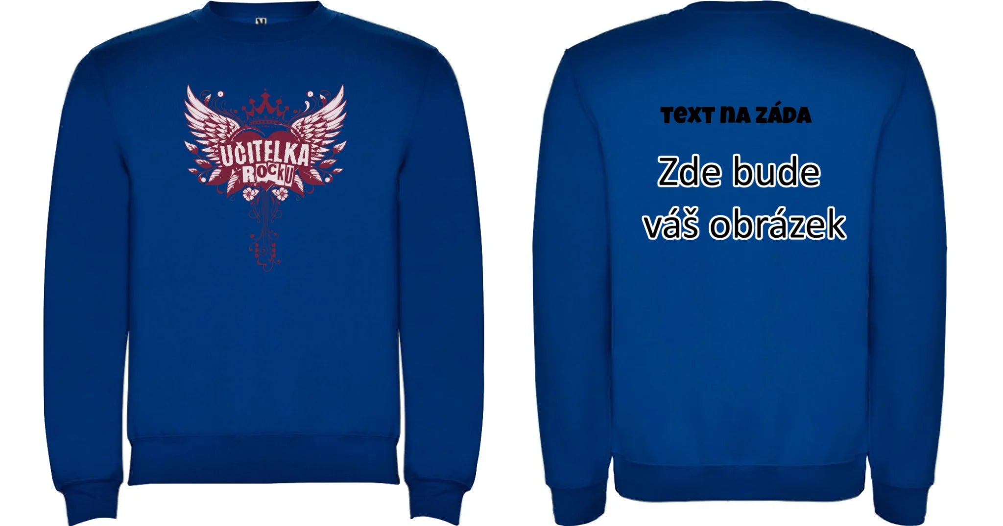 UČITELKA (17+ motivů) MOŽNOST OBOUSTRANNĚHO POTISKU unisex mikina bez kapuce oboustranný potisk unisex mikina clasica Modrá