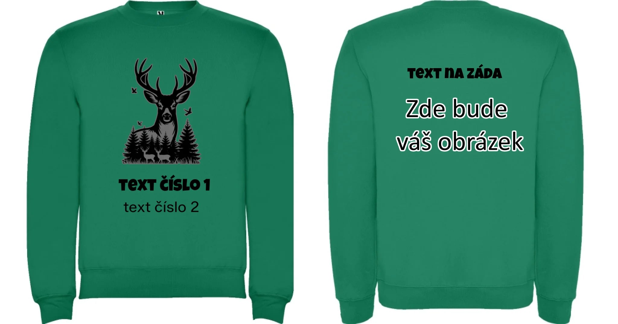 myslivost VÝBĚR OBRÁZKU (10+motivů) a MOŽNOST DOPLNIT VLASTNÍ TEXTY pánská mikina bez kapuce