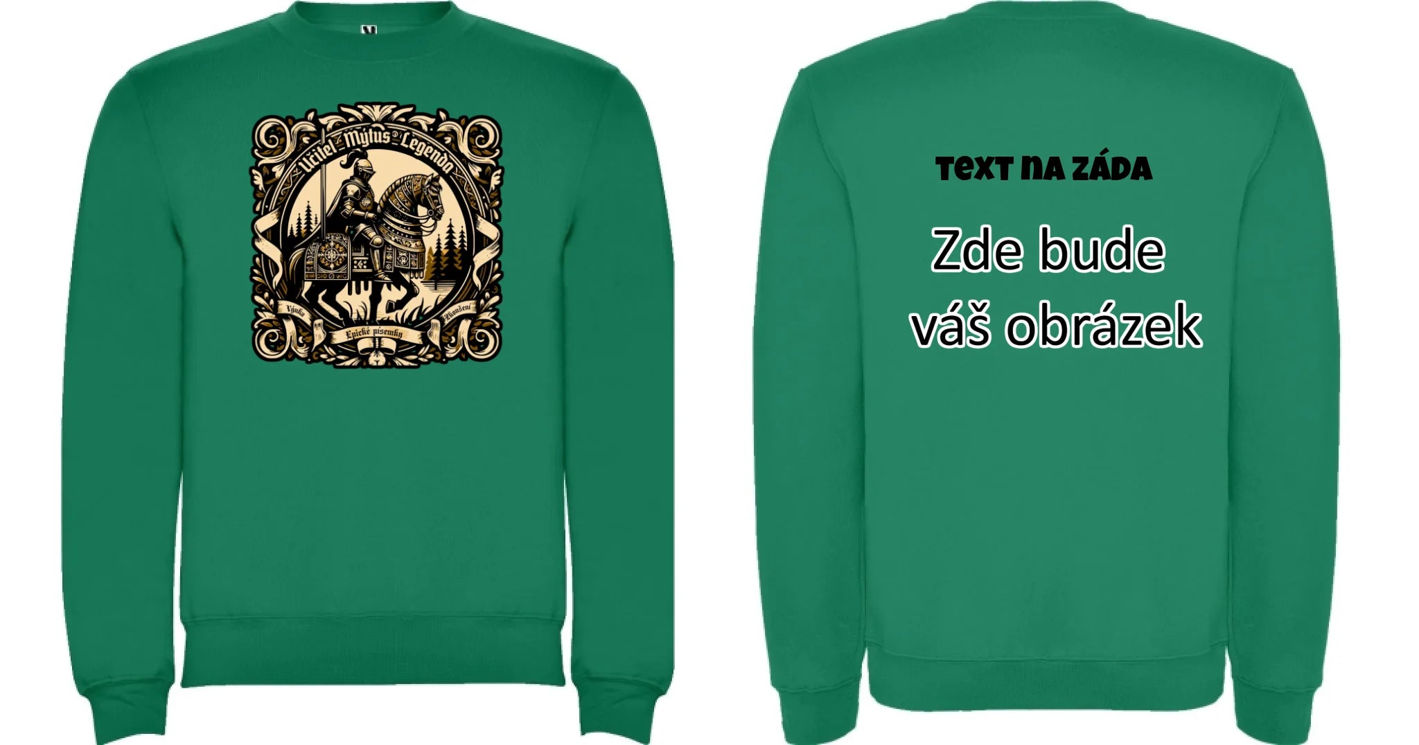 UČITEL (20+ motivů) MOŽNOST OBOUSTRANNĚHO POTISKU unisex mikina bez kapuce oboustranný potisk unisex mikina clasica Sytě zelená