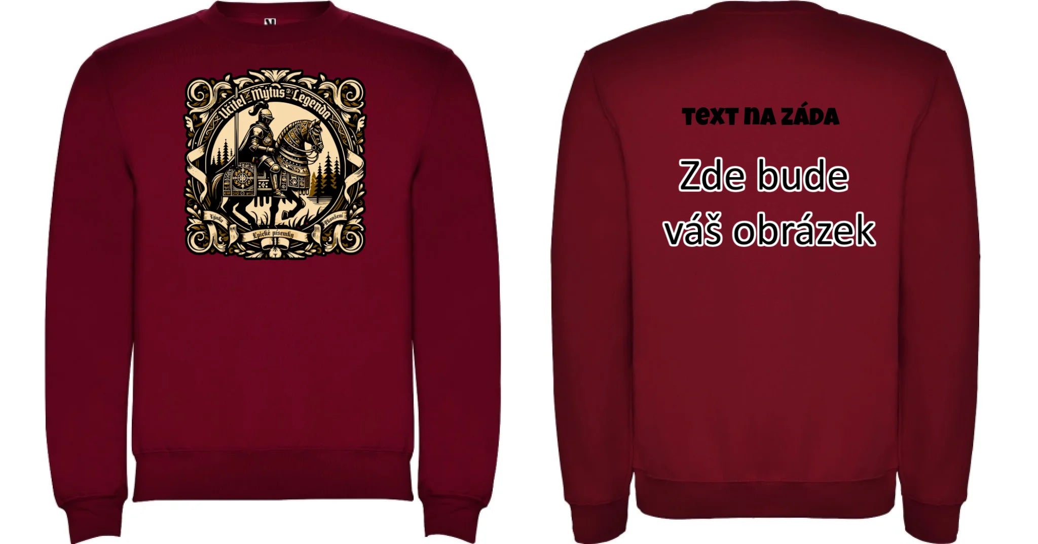 UČITEL (20+ motivů) MOŽNOST OBOUSTRANNĚHO POTISKU unisex mikina bez kapuce oboustranný potisk unisex mikina clasica Granátová