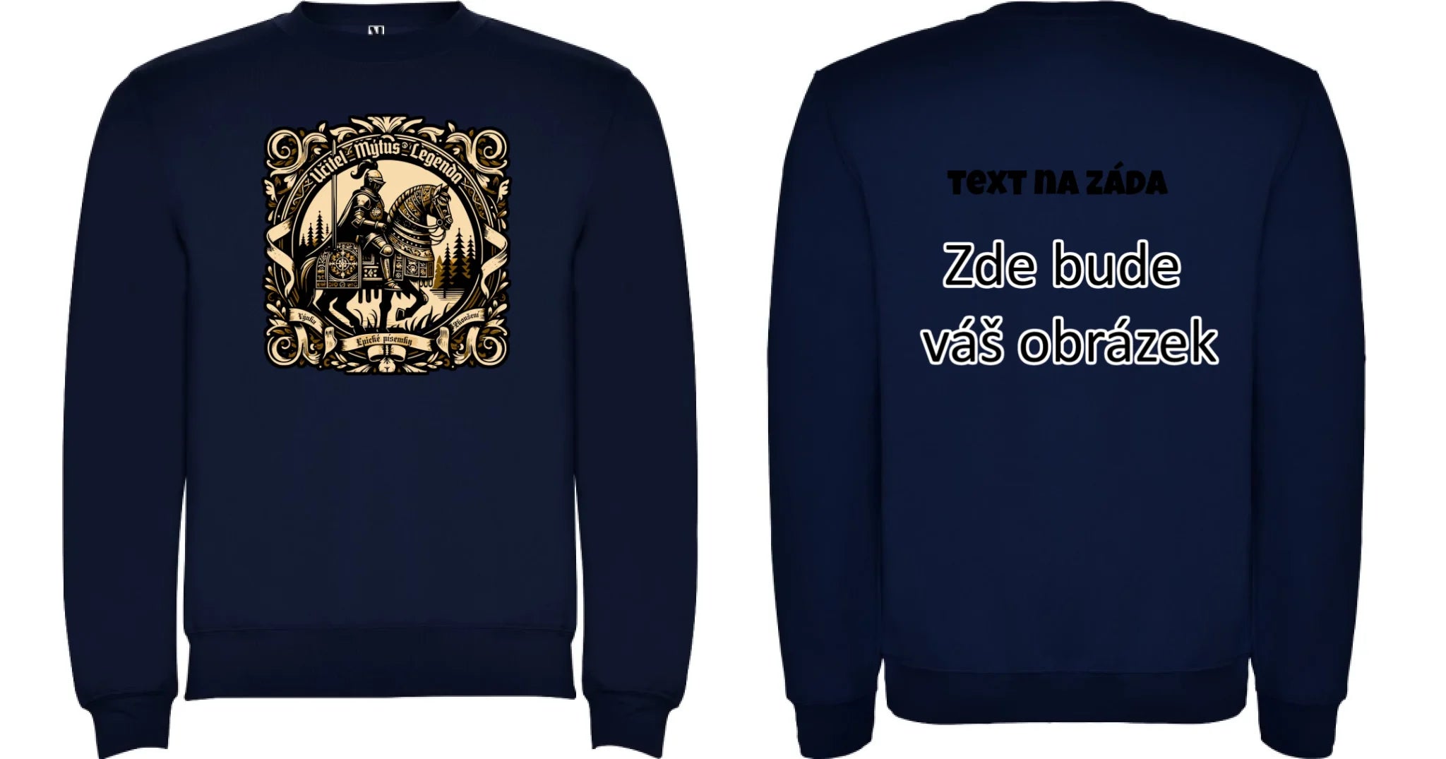 UČITEL (20+ motivů) MOŽNOST OBOUSTRANNĚHO POTISKU unisex mikina bez kapuce oboustranný potisk unisex mikina clasica Námořnická modrá
