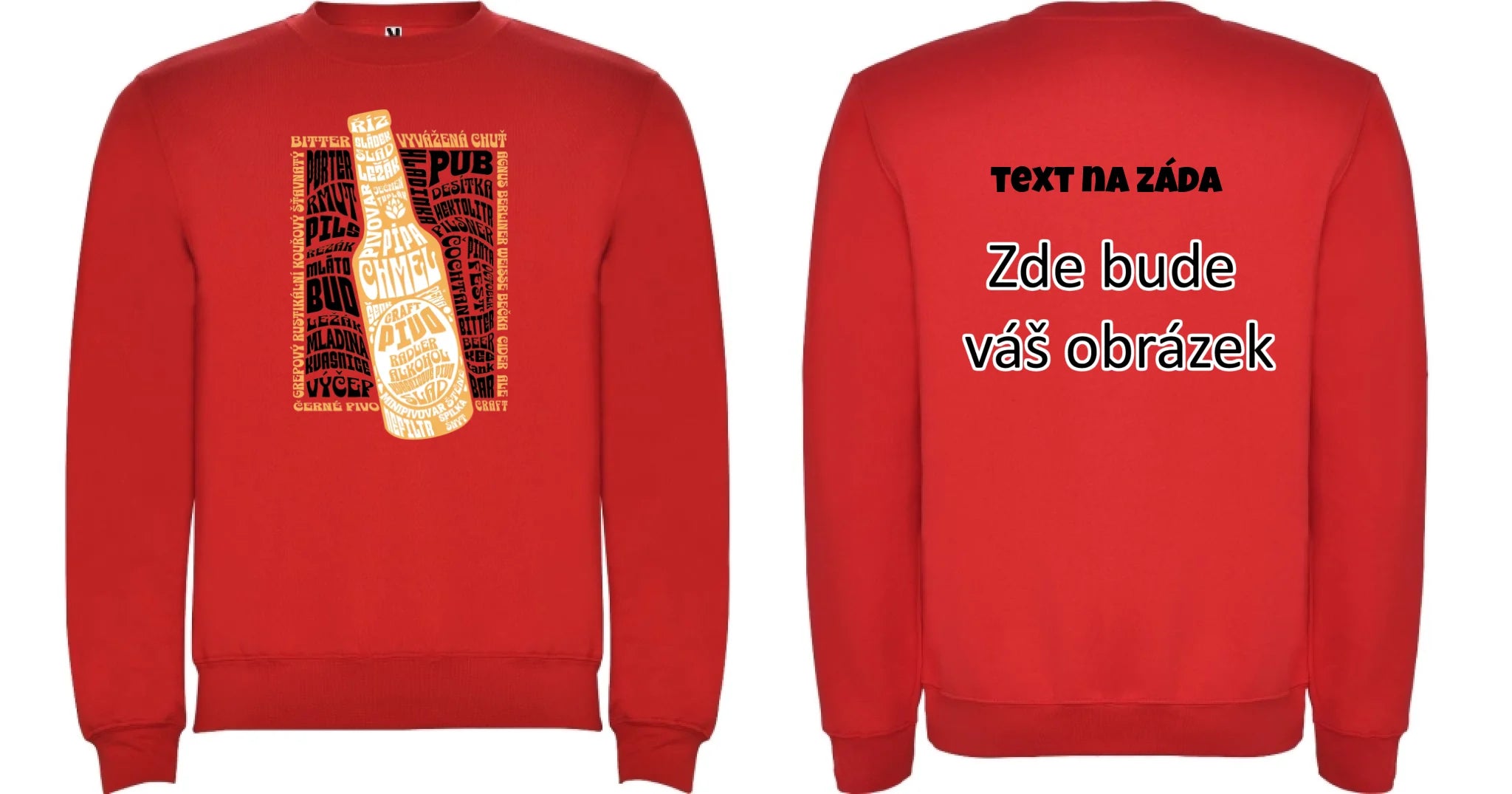 PIVO unisex mikina bez kapuce (5+ motivů)