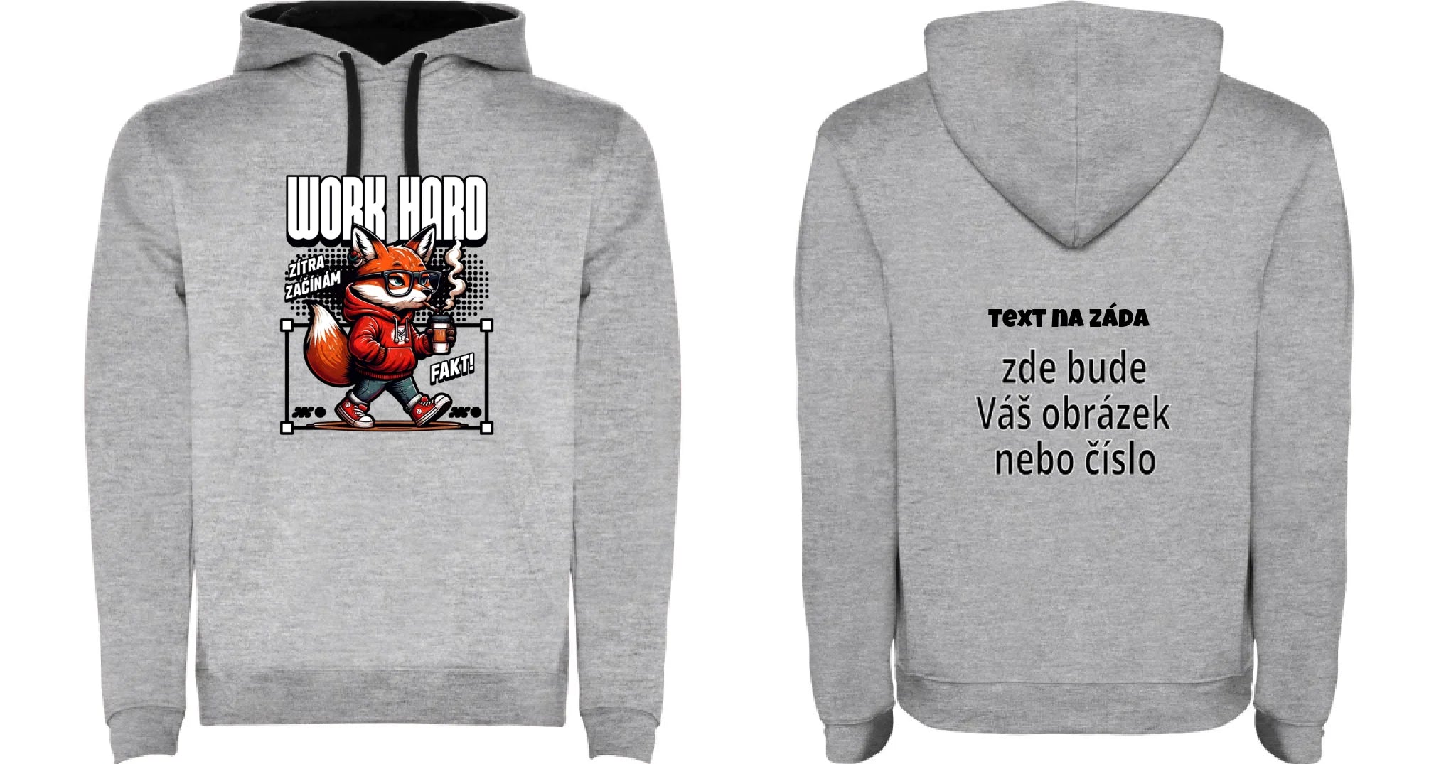 PRÁCE pánská mikina s kapucí (15+motivů)