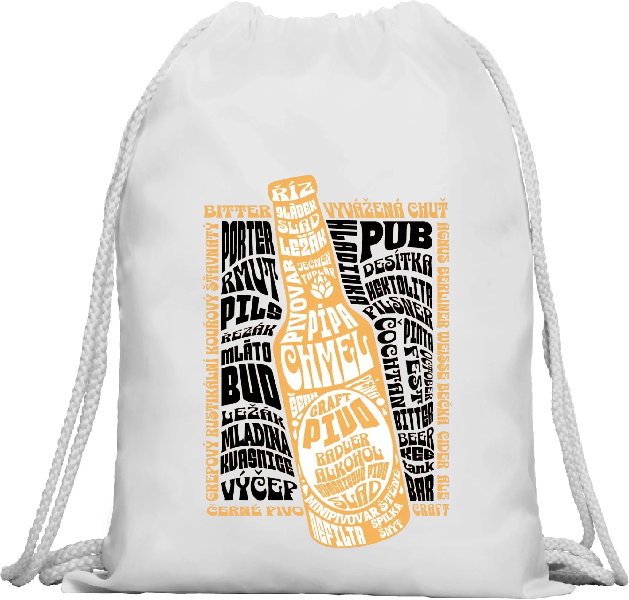 BATOH nebo TAŠKA s motivem PIVO (výběr z 10+ motivů) Multifunkční batoh KAGU bílá 35x45 cm