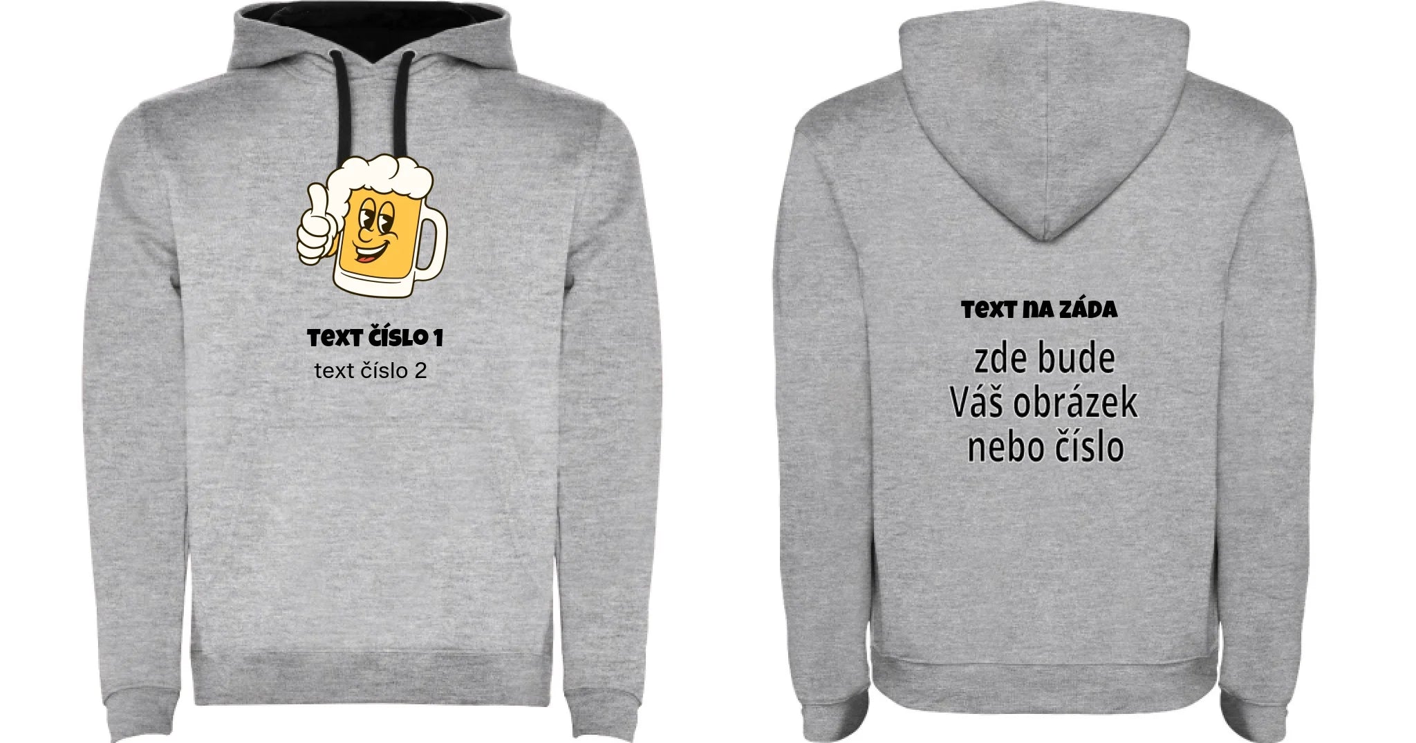 PÁNSKÁ MIKINA s kapucí (výběr z 10+ obrázků, možnost doplnit vlastní texty)