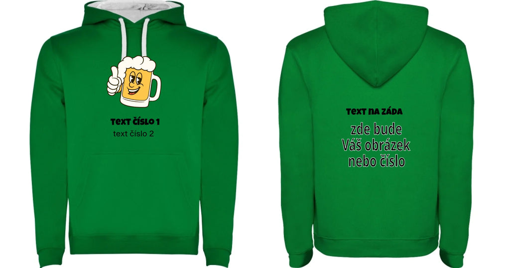PÁNSKÁ MIKINA s kapucí (výběr z 10+ obrázků, možnost doplnit vlastní texty)