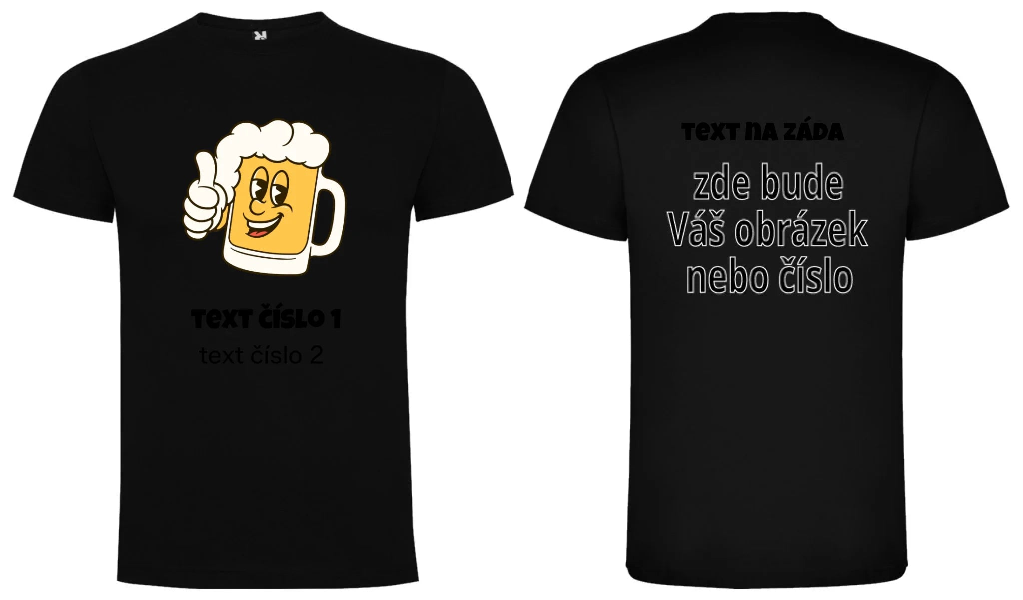 PÁNSKÉ TRIČKO s motivem PIVO (výběr z 10+ obrázků, možnost doplnit vlastní texty) oboustranný potisk pánské DOGO Černá