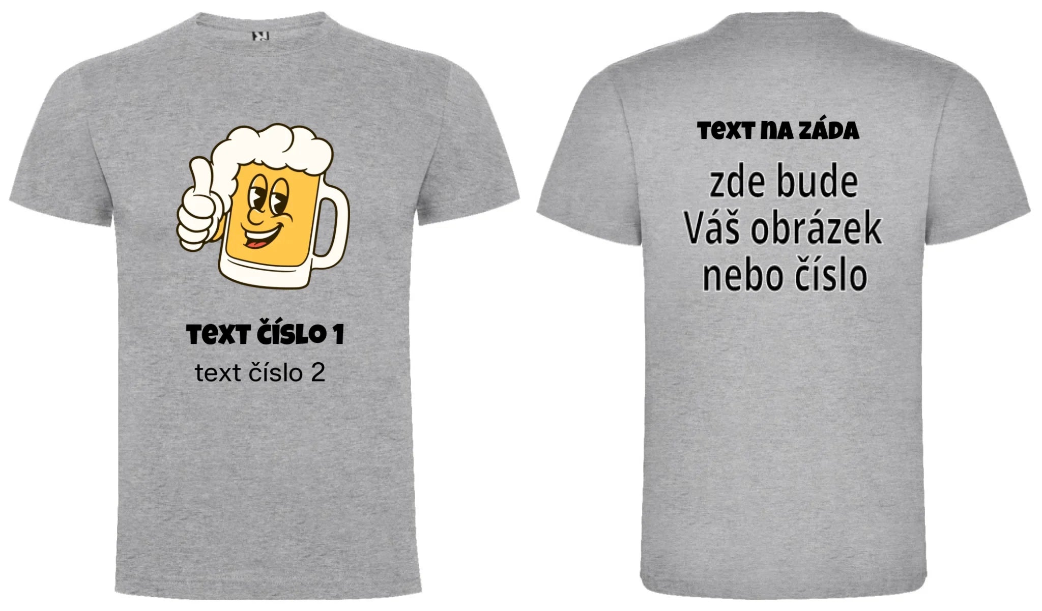 PÁNSKÉ TRIČKO s motivem PIVO (výběr z 10+ obrázků, možnost doplnit vlastní texty) oboustranný potisk pánské DOGO Melír