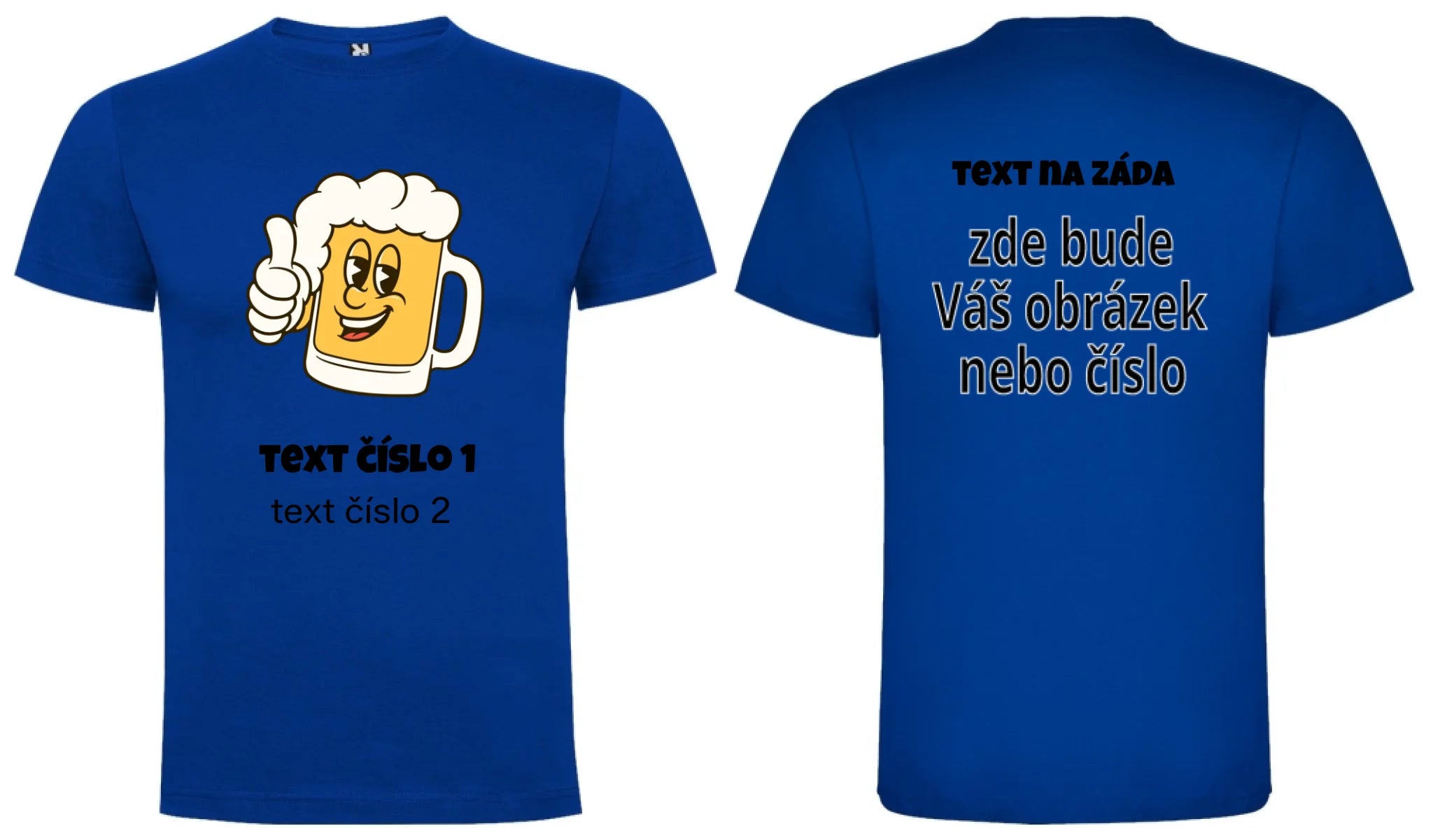 PÁNSKÉ TRIČKO s motivem PIVO (výběr z 10+ obrázků, možnost doplnit vlastní texty) oboustranný potisk pánské DOGO Modrá