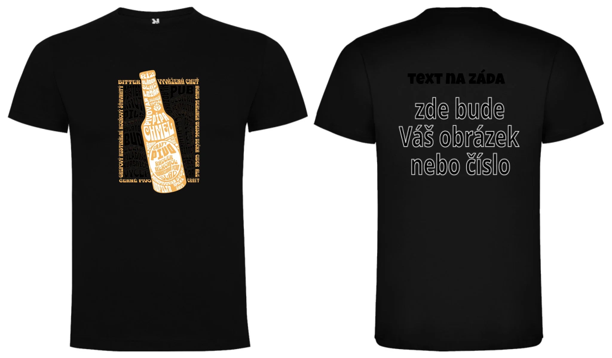 PÁNSKÉ TRIČKO s motivem PIVO (výběr z 10+ potisků) oboustranný potisk pánské DOGO Černá