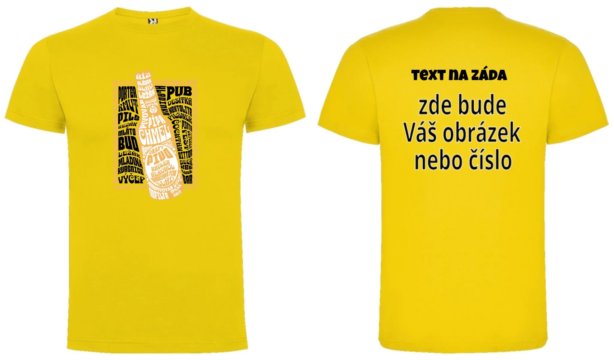 PÁNSKÉ TRIČKO s motivem PIVO (výběr z 10+ potisků) oboustranný potisk pánské DOGO Žlutá