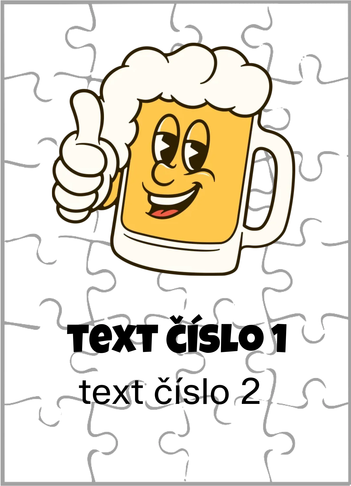 PUZZLE s motivem PIVO (výběr z 10+ obrázků, možnost doplnit vlastní texty) Puzzle A5 bílá na výšku