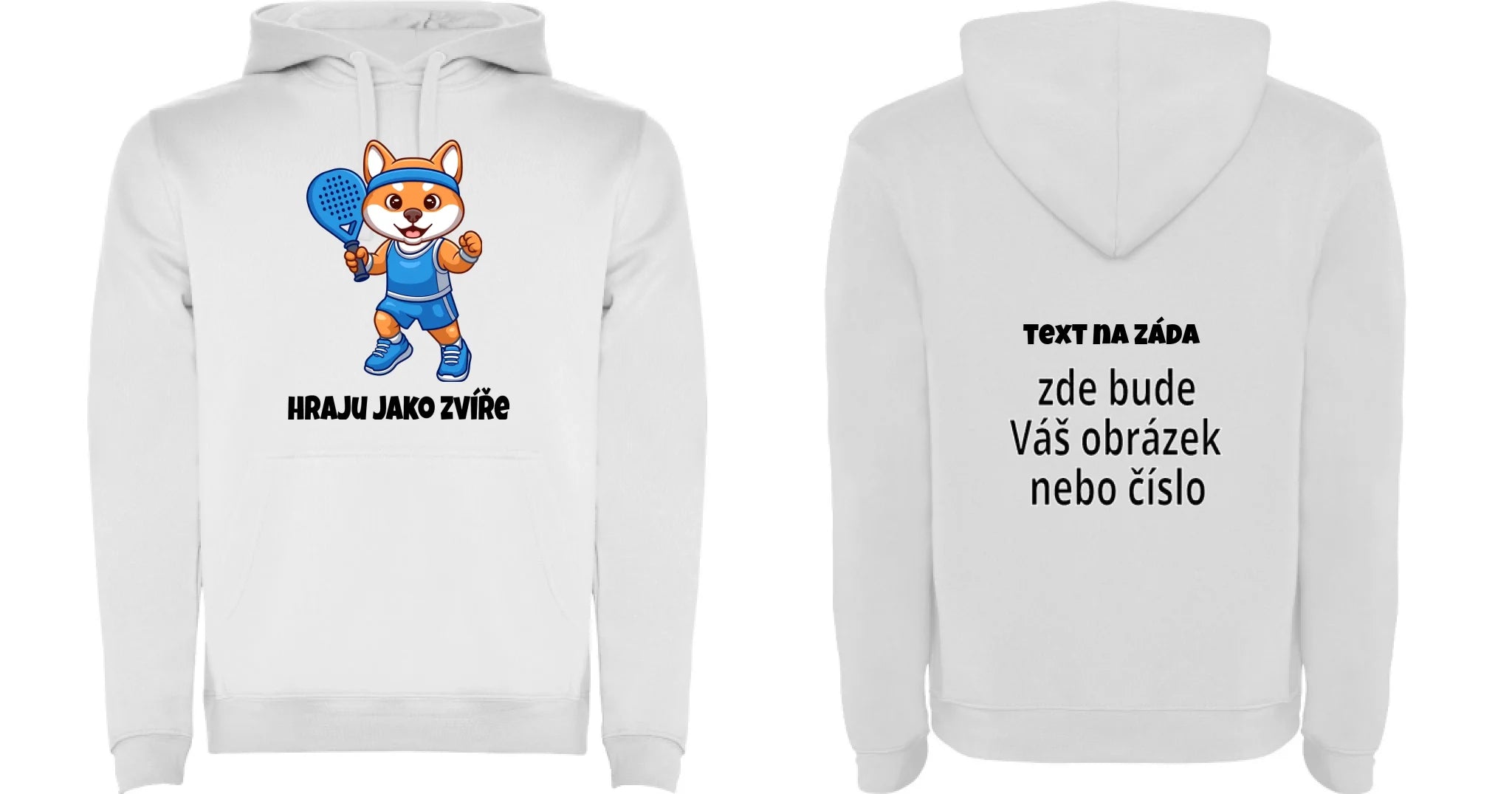 DĚTSKÁ MIKINA S KAPUCÍ s motivem PADEL HRAJU JAKO ZVÍŘE (výběr ze 3 potisků) oboustranný potisk dětská mikina URBAN