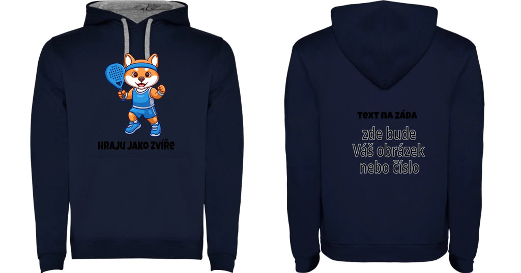 DĚTSKÁ MIKINA S KAPUCÍ s motivem PADEL HRAJU JAKO ZVÍŘE (výběr ze 3 potisků)