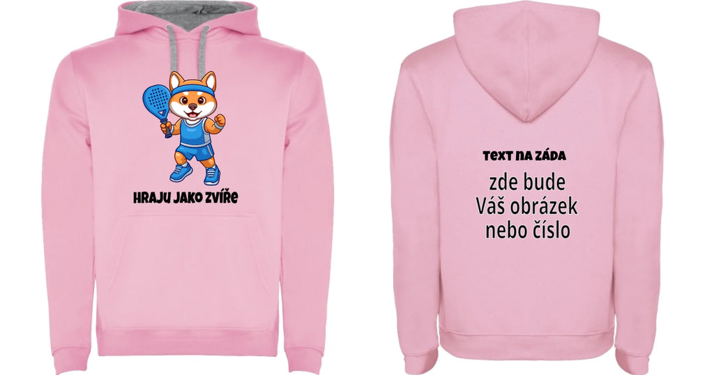 DĚTSKÁ MIKINA S KAPUCÍ s motivem PADEL HRAJU JAKO ZVÍŘE (výběr ze 3 potisků)