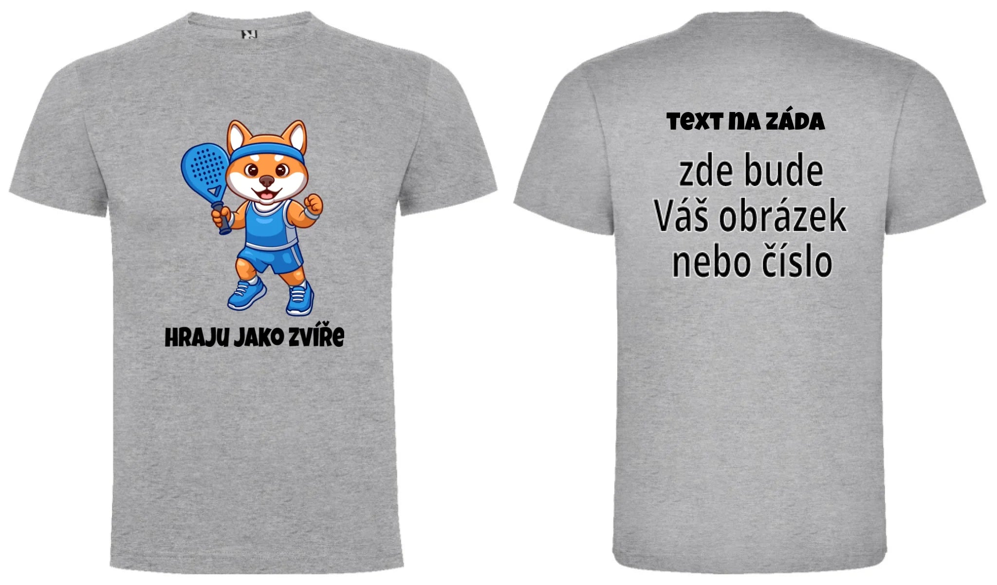 CHLAPECKÉ TRIČKO s motivem PADEL HRAJU JAKO ZVÍŘE (výběr ze 3 potisků) oboustranný potisk chlapecké DOGO Melír