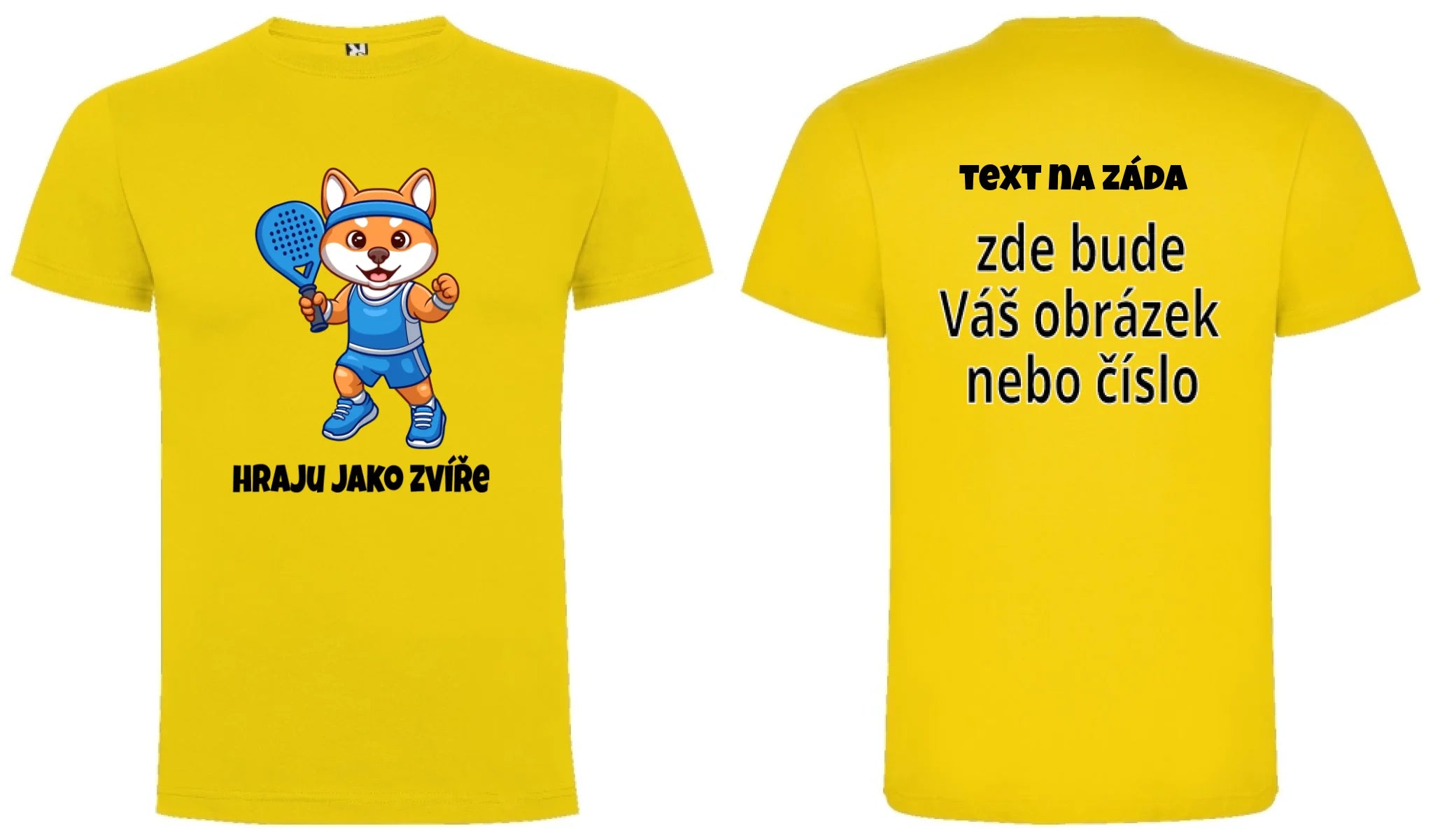 CHLAPECKÉ TRIČKO s motivem PADEL HRAJU JAKO ZVÍŘE (výběr ze 3 potisků) oboustranný potisk chlapecké DOGO Žlutá