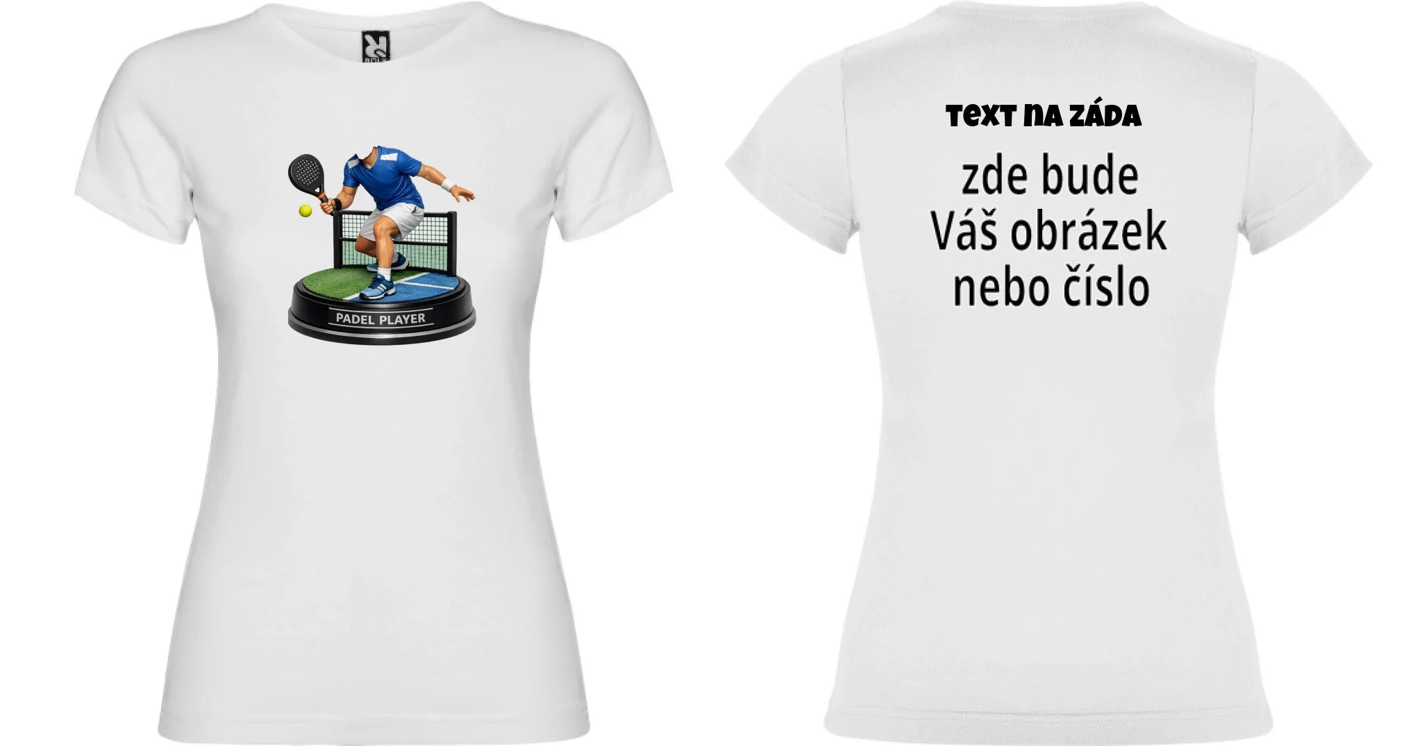 DÁMSKÉ TRIČKO s motivem PADEL (s vlastní fotkou) oboustranný potisk dámské jamaica Bílá