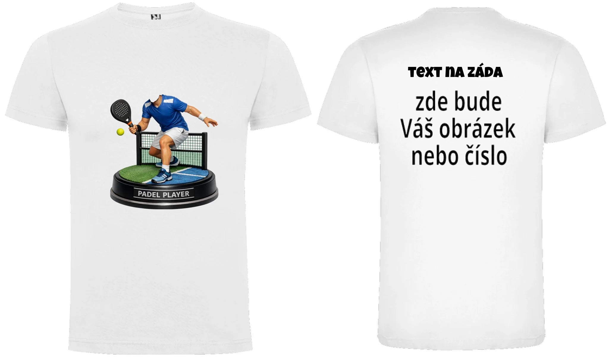 PÁNSKÉ TRIČKO s motivem PADEL (s vlastní fotkou) oboustranný potisk pánské DOGO Bílá