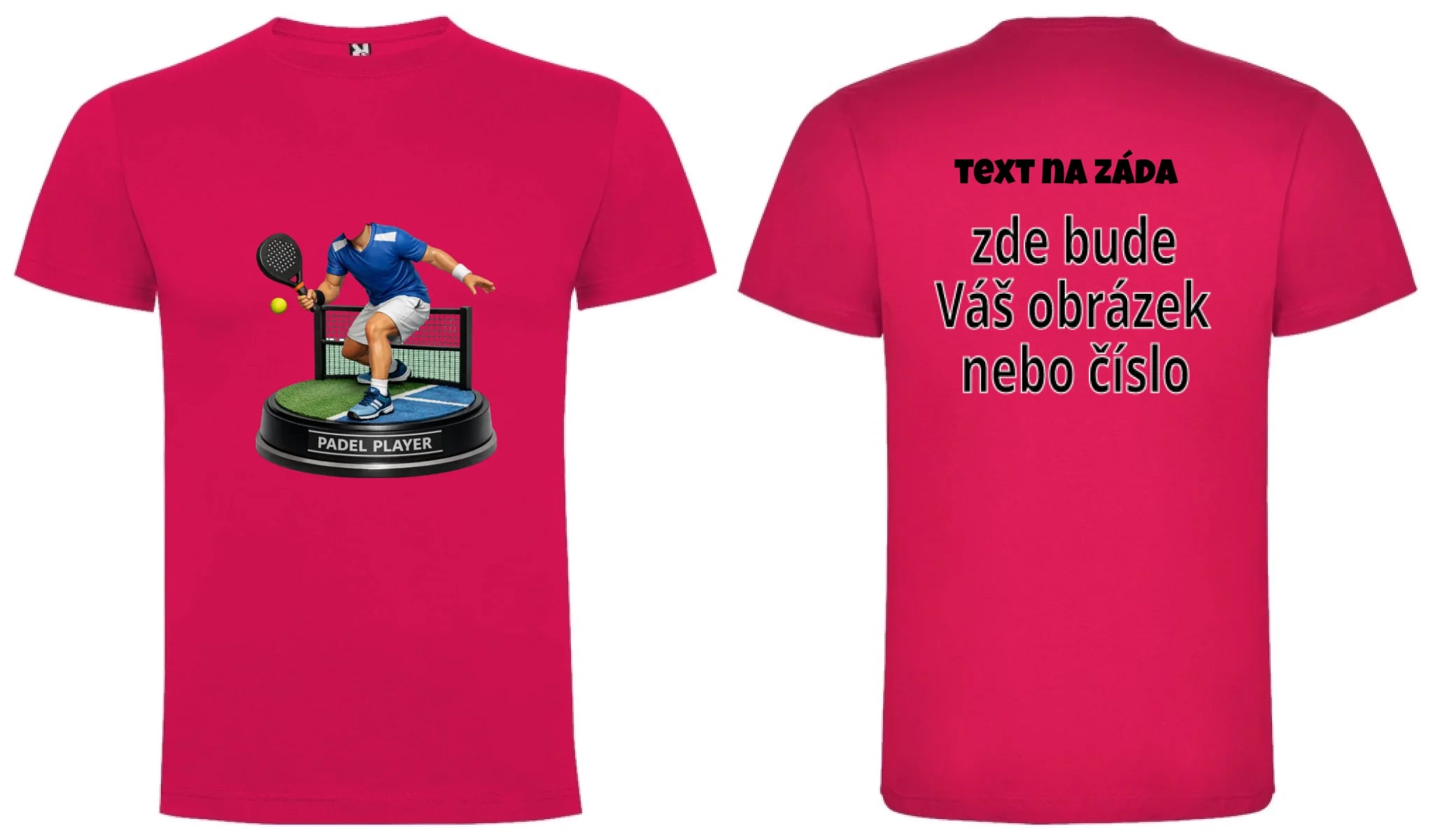 PÁNSKÉ TRIČKO s motivem PADEL (s vlastní fotkou) oboustranný potisk pánské DOGO Růže