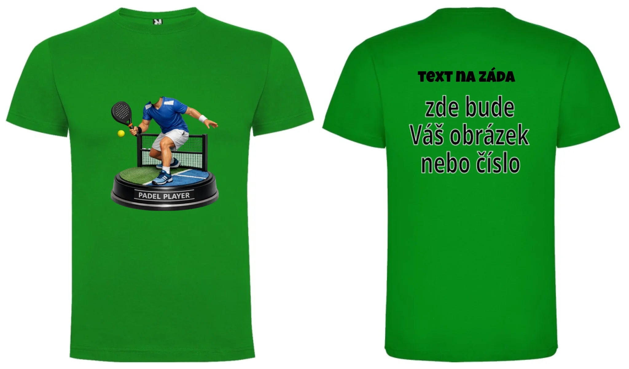 PÁNSKÉ TRIČKO s motivem PADEL (s vlastní fotkou) oboustranný potisk pánské DOGO Zelená