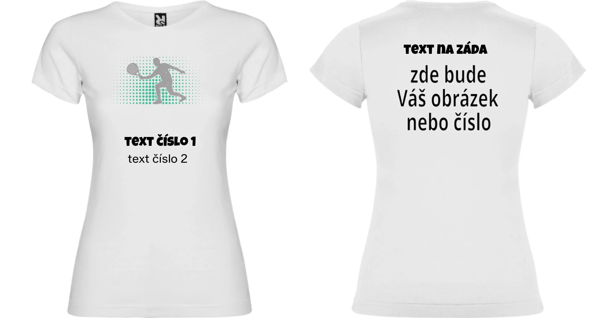 DÁMSKÉ TRIČKO s motivem PADEL (výběr z 10+ obrázků, možnost doplnit vlastní texty) oboustranný potisk dámské jamaica Bílá
