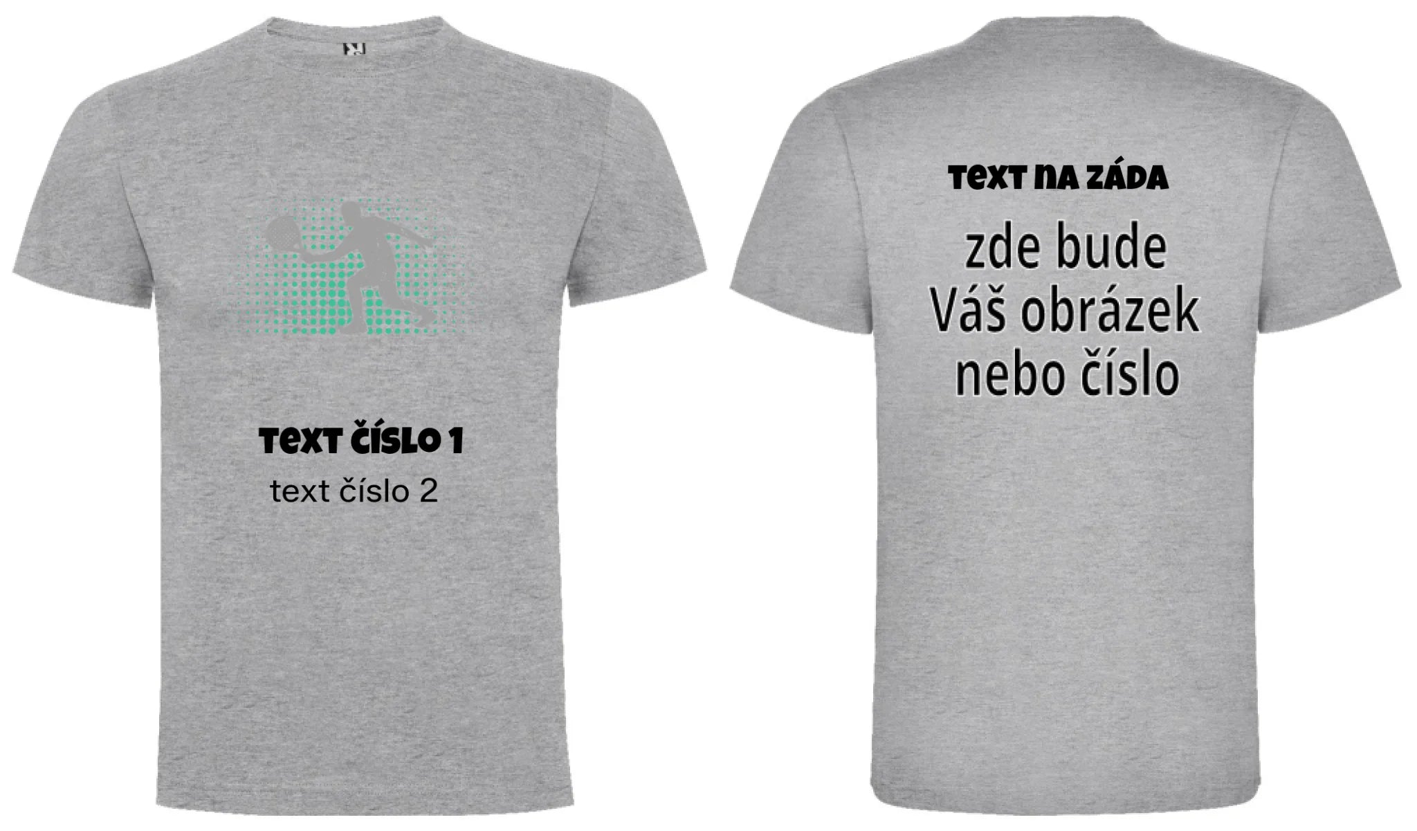 PÁNSKÉ TRIČKO s motivem PADEL (výběr z 10+ obrázků, možnost doplnit vlastní texty) oboustranný potisk pánské DOGO Melír