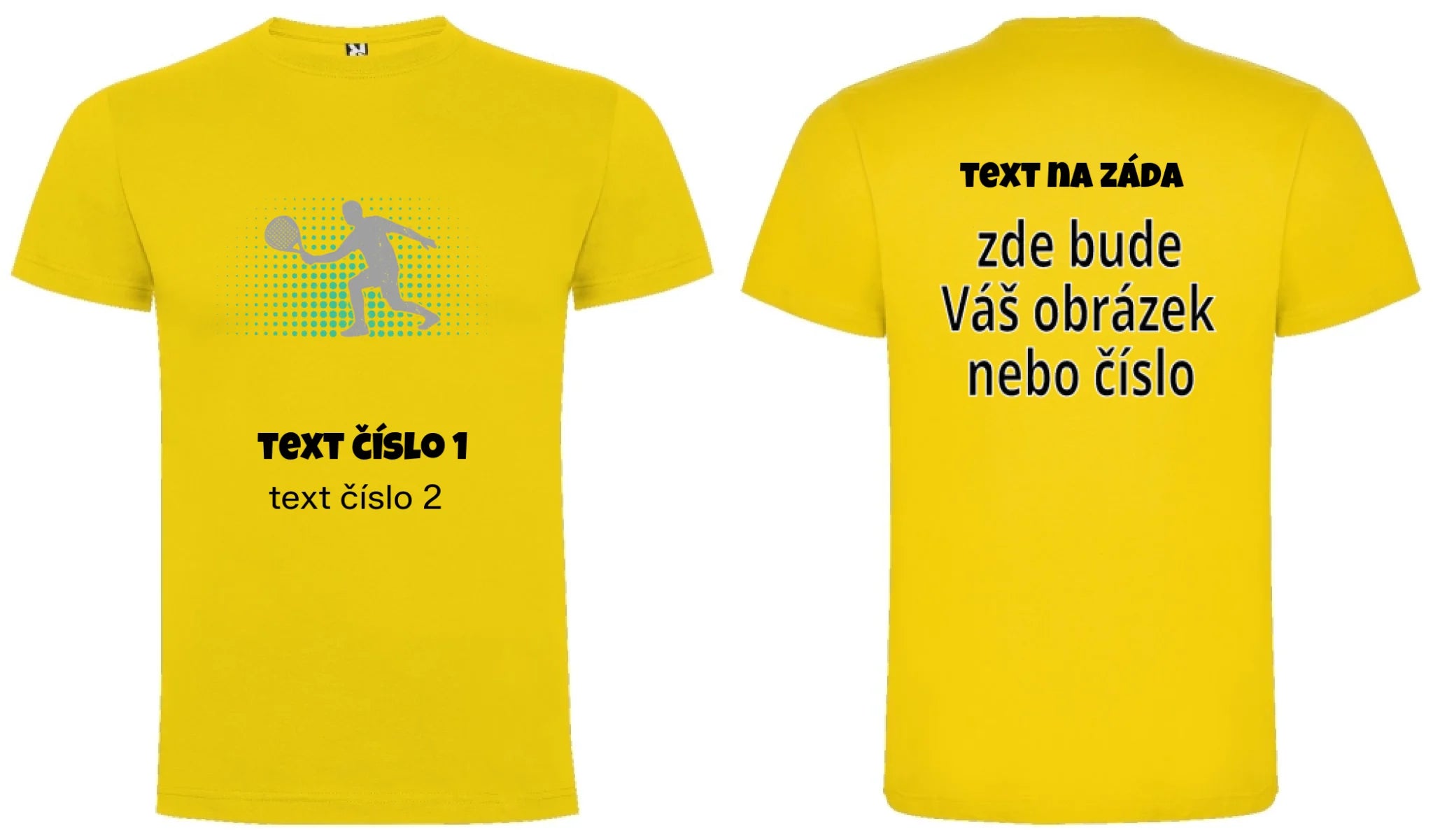 PÁNSKÉ TRIČKO s motivem PADEL (výběr z 10+ obrázků, možnost doplnit vlastní texty) oboustranný potisk pánské DOGO Žlutá