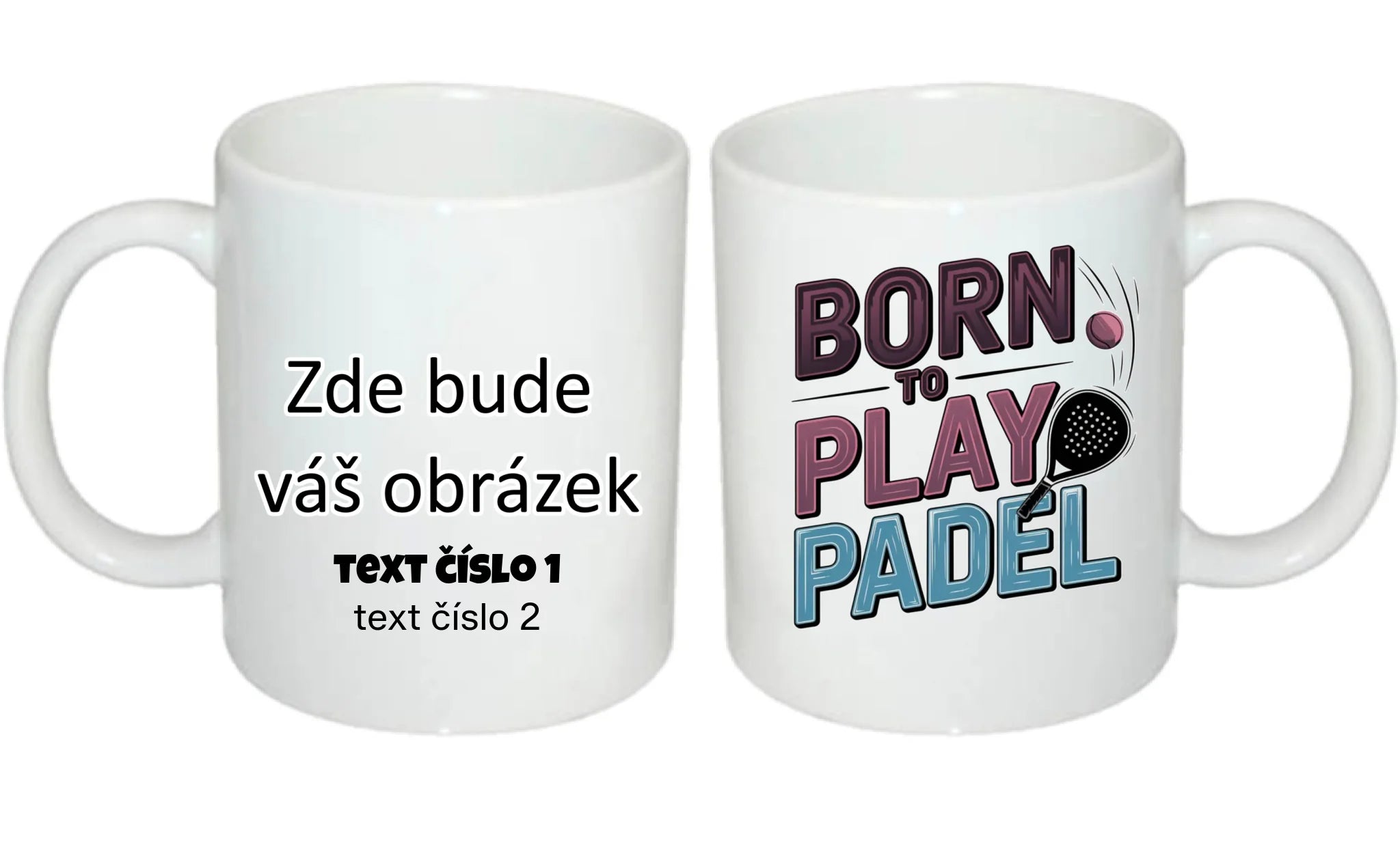 HRNÍČEK s motivem PADEL (výběr z 18+ potisků) oboustranný potisk hrníček Bílý 330 ml