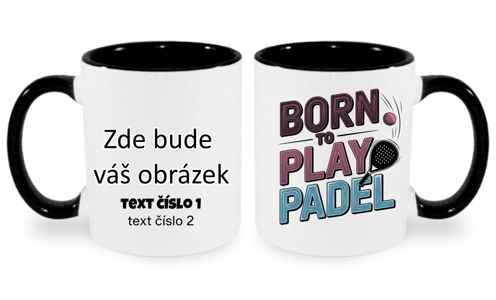HRNÍČEK s motivem PADEL (výběr z 18+ potisků) oboustranný potisk hrníček Bílá černá 330 ml