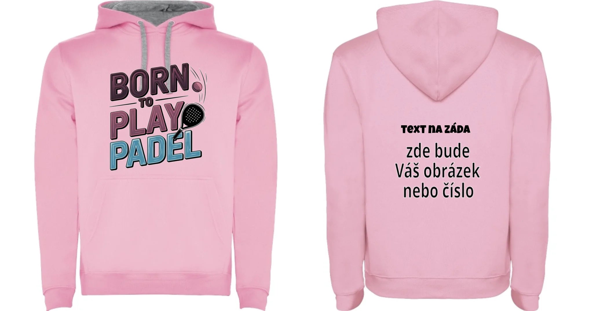 DĚTSKÁ MIKINA S KAPUCÍ s motivem PADEL (výběr z 18+ potisků) oboustranný potisk dětská mikina URBAN Růžová