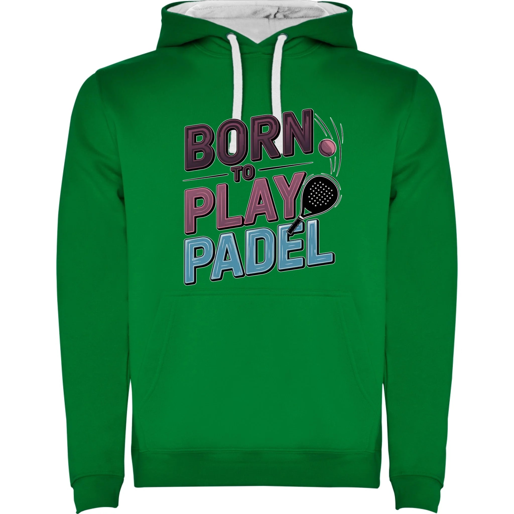 PÁNSKÁ MIKINA s motivem PADEL (výběr z 18+ potisků) potisk jen dopředu pánská mikina urban Sytě zelená bílá