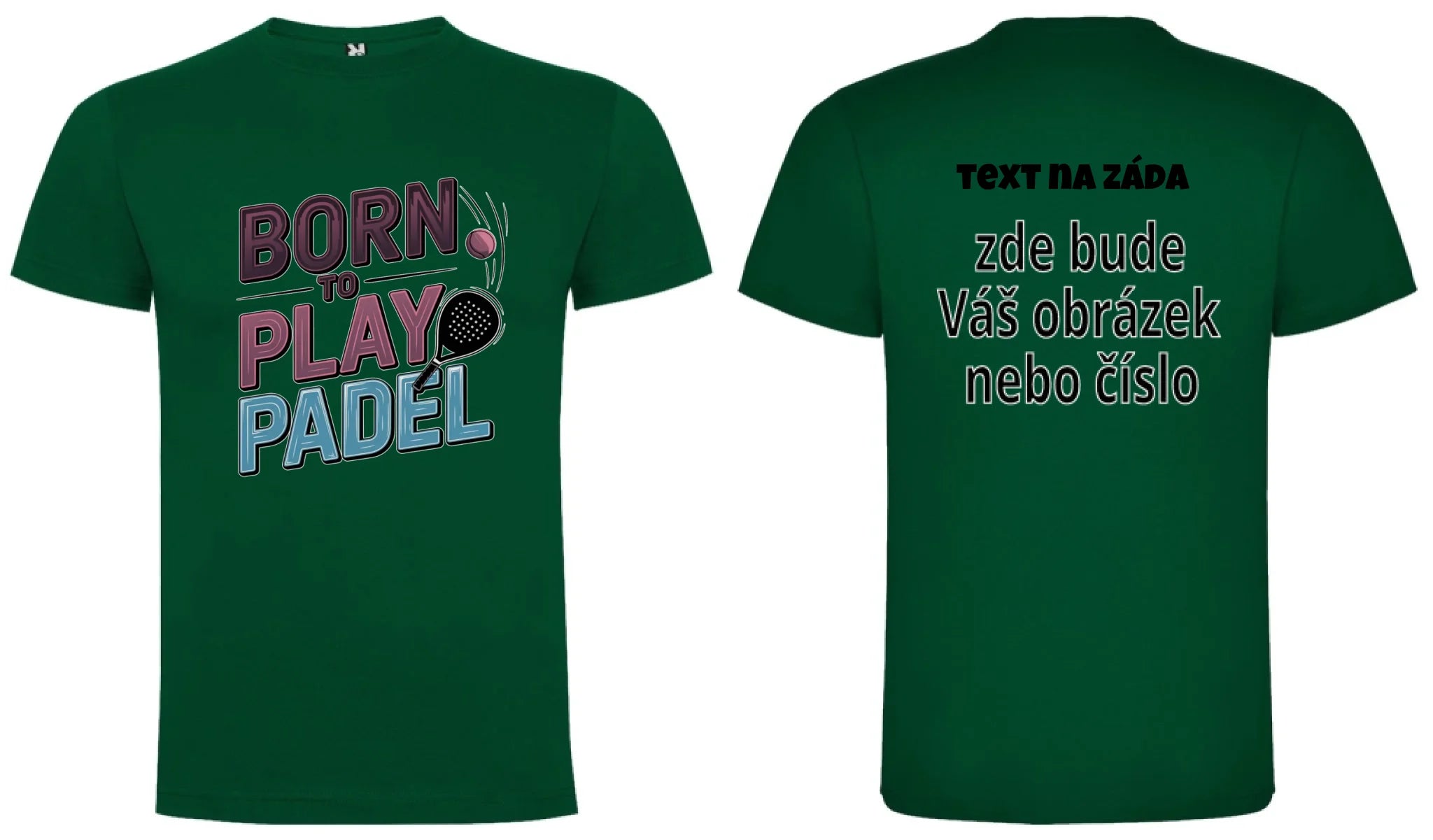 CHLAPECKÉ TRIČKO s motivem PADEL (výběr z 18+ potisků) oboustranný potisk chlapecké DOGO Tmavě zelená
