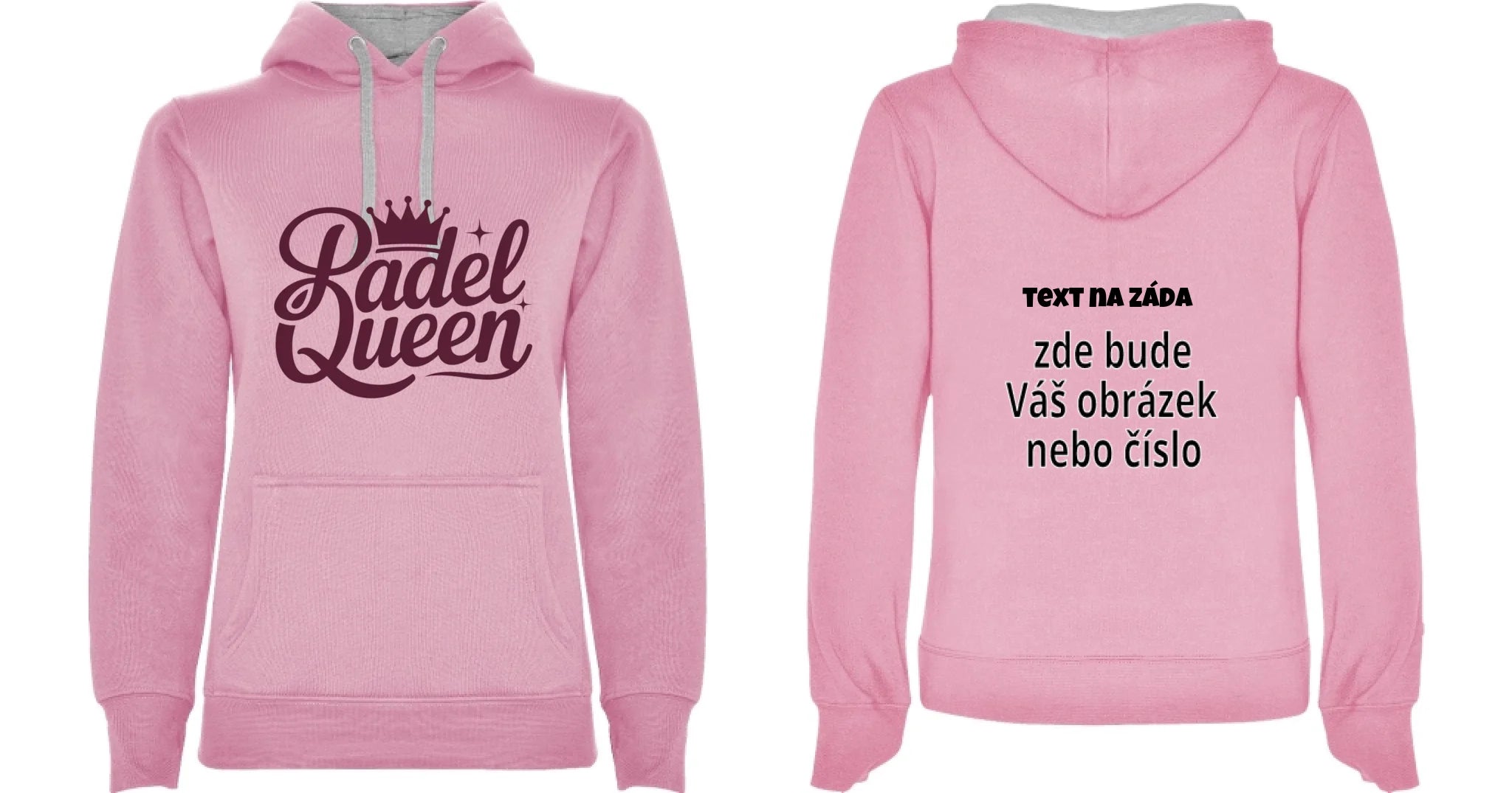 DÁMSKÁ MIKINA S KAPUCÍ s motivem PADEL pro dámy (výběr z 10+ potisků) oboustranný potisk dámská mikina URBAN Růžová melír
