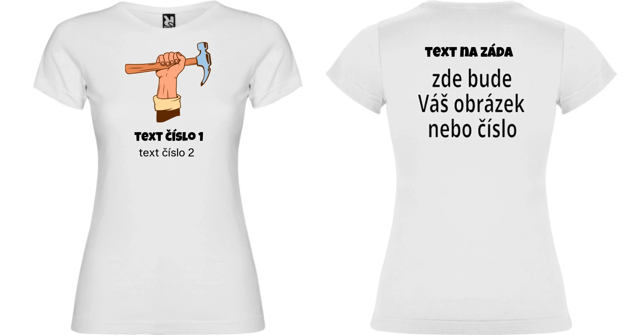 DÁMSKÉ TRIČKO s motivem PRÁCE (výběr z 10+ potisků a možnost doplnit vlastní texty) oboustranný potisk dámské jamaica Bílá